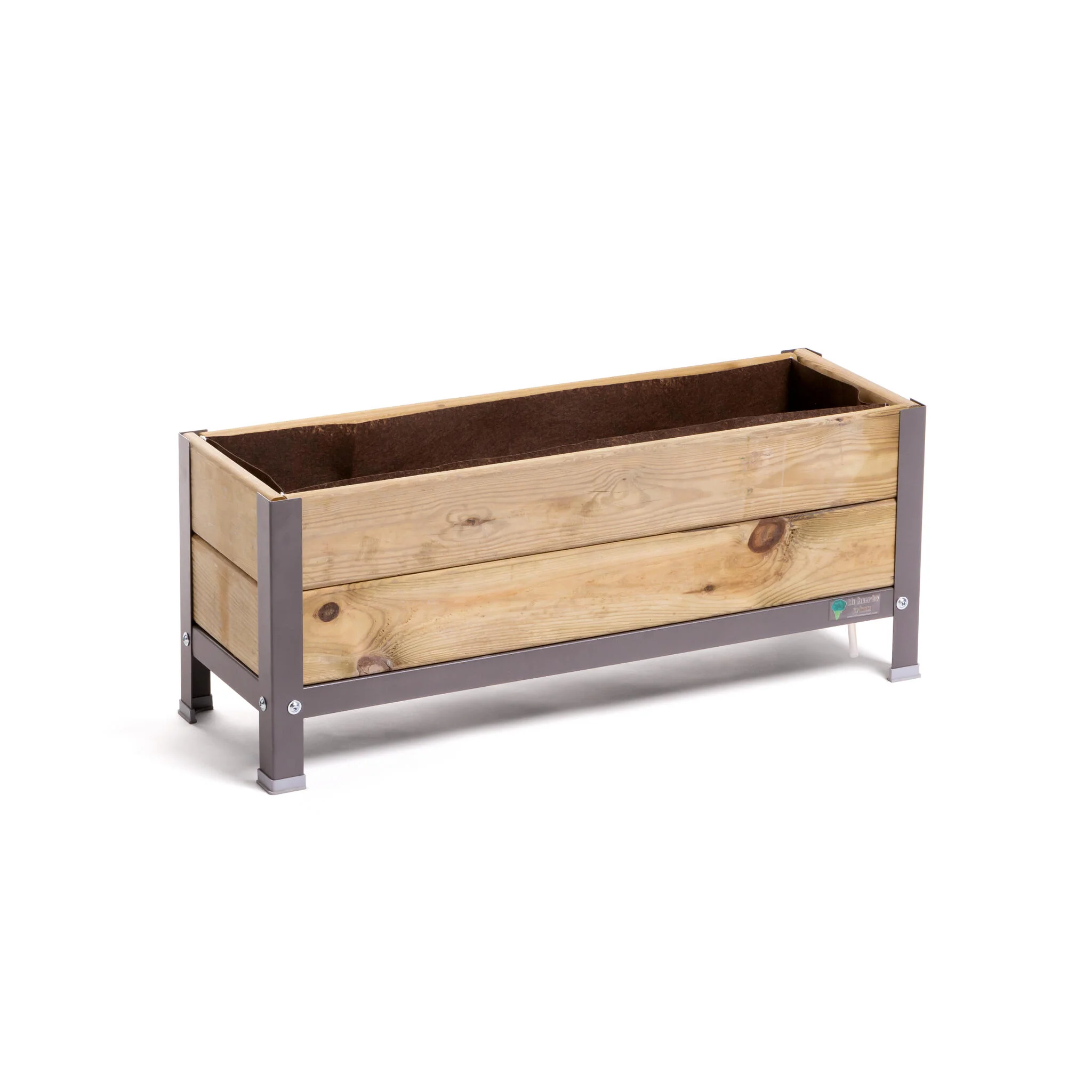 Mi Huerto Urban Jardinera Elevada Madera Con Bandeja Recoge Aguas | Estructura Metálica | Gris Mate | 90x30x38 Cm