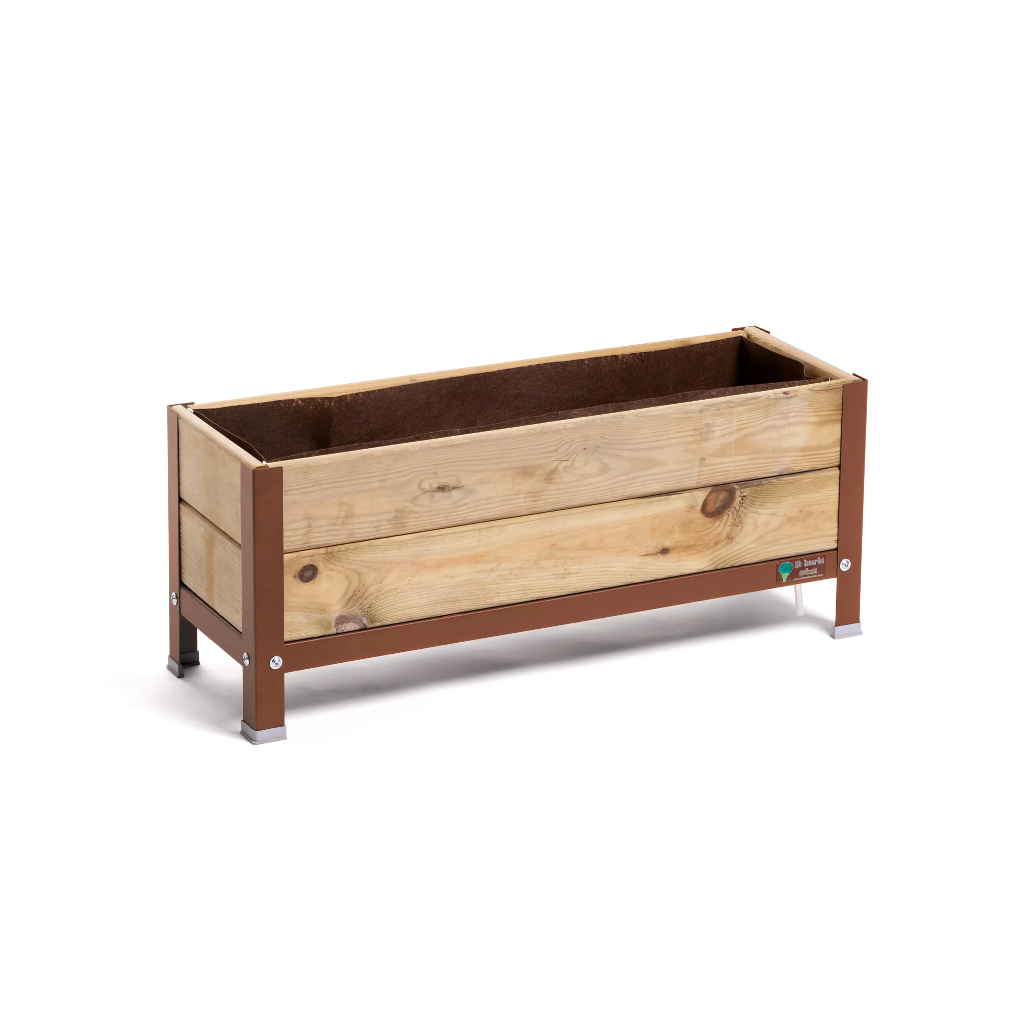 Mi Huerto Urban Jardinera Elevada Madera Con Bandeja Recoge Aguas | Estructura Metálica | Marrón | 90x30x38cm