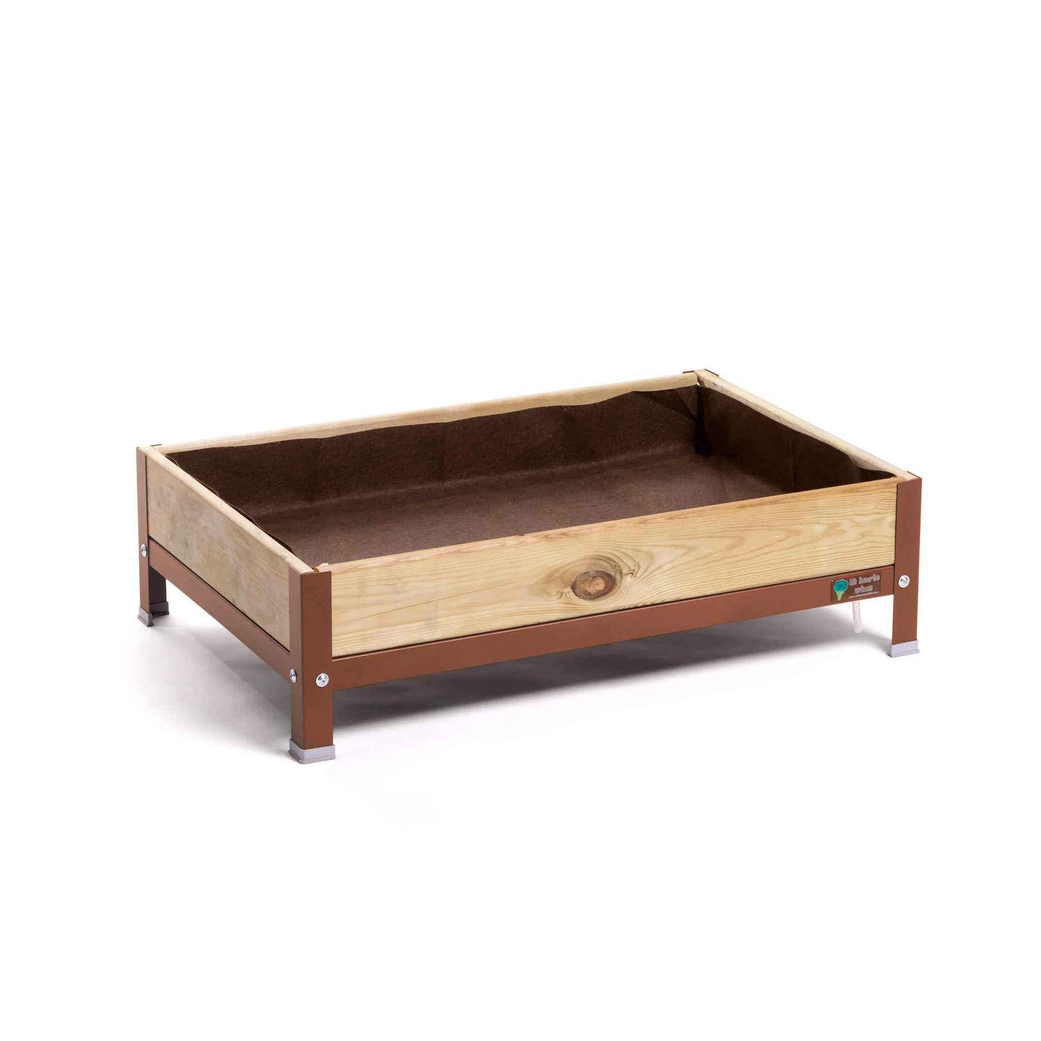 Mi Huerto Urban Jardinera Elevada Madera Con Bandeja Recoge Aguas | Estructura Metálica | Marrón | 90x60x26cm