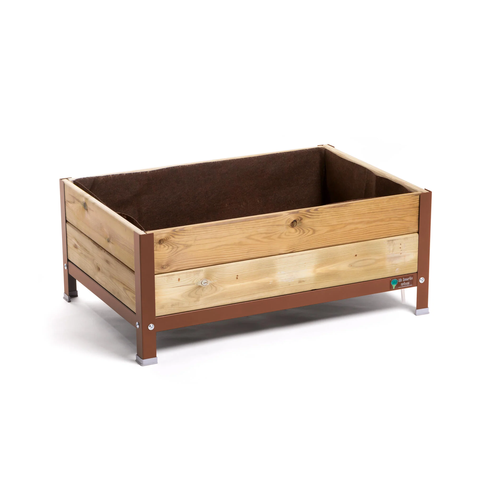 Mi Huerto Urban Jardinera Elevada Madera Con Bandeja Recoge Aguas | Estructura Metálica | Marrón | 90x60x38cm