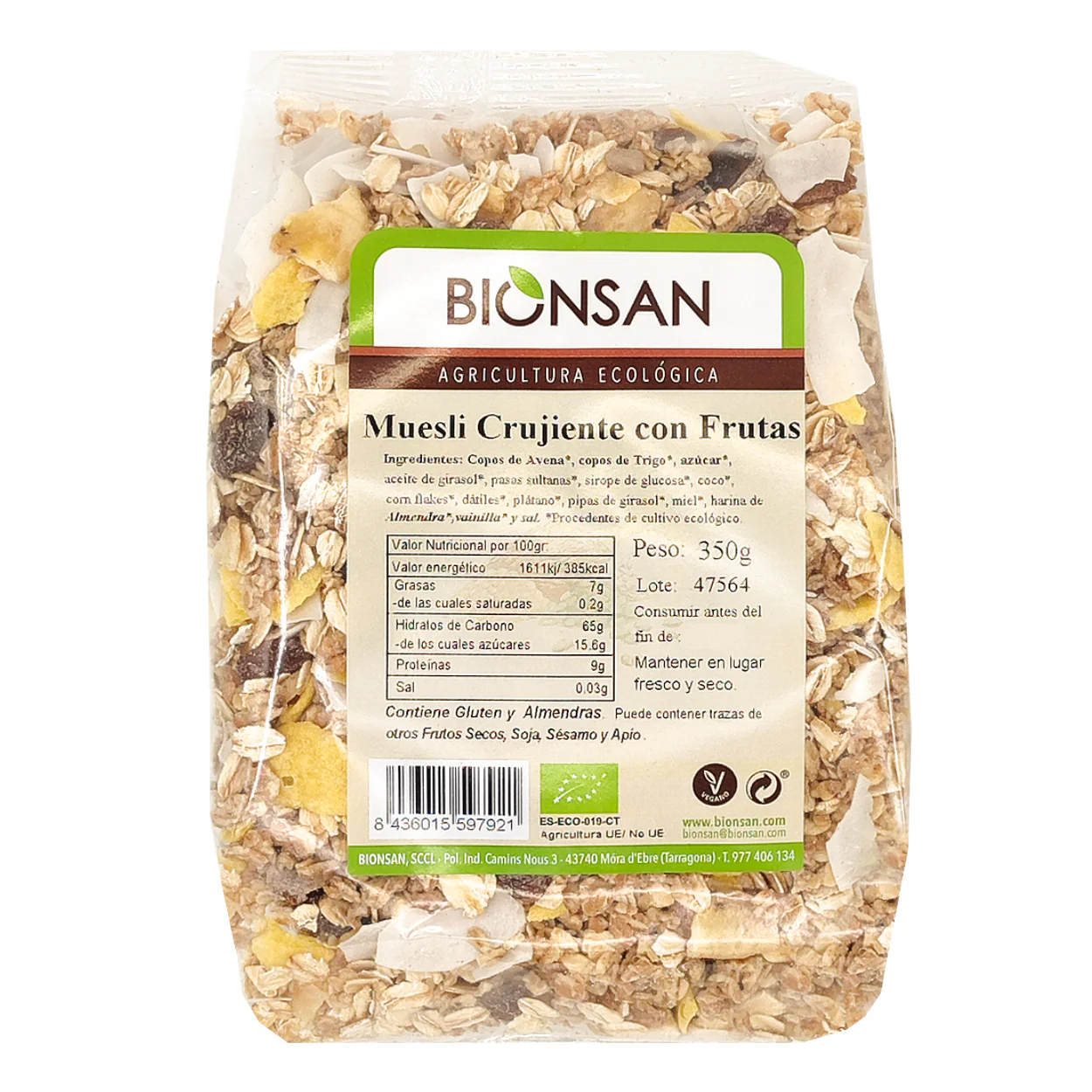 Muesli Crujiente Con Frutas Eco Bionsan 350gr