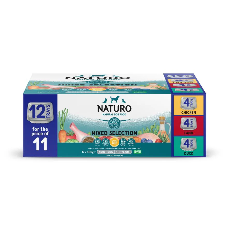 Naturo Comida Humeda Perro Con Arroz Multipack 400g X 12 Tarrinas