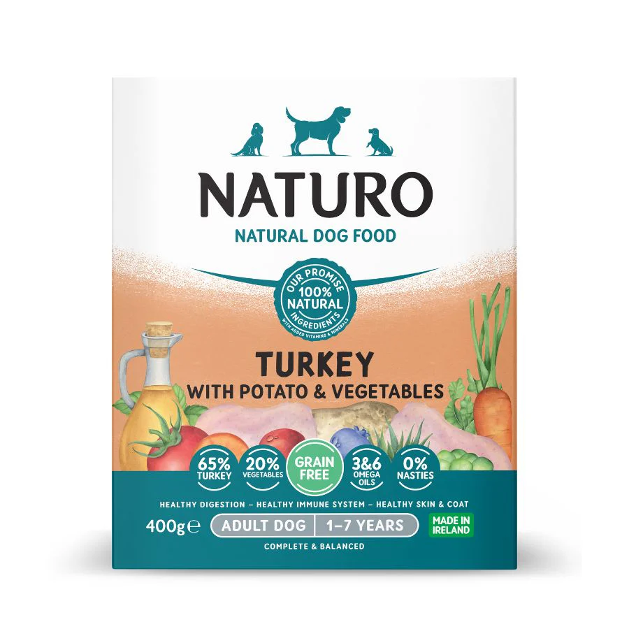 Naturo Comida Humeda Perro Grain Free Pavo Y Patata 400g X 7 Tarrinas