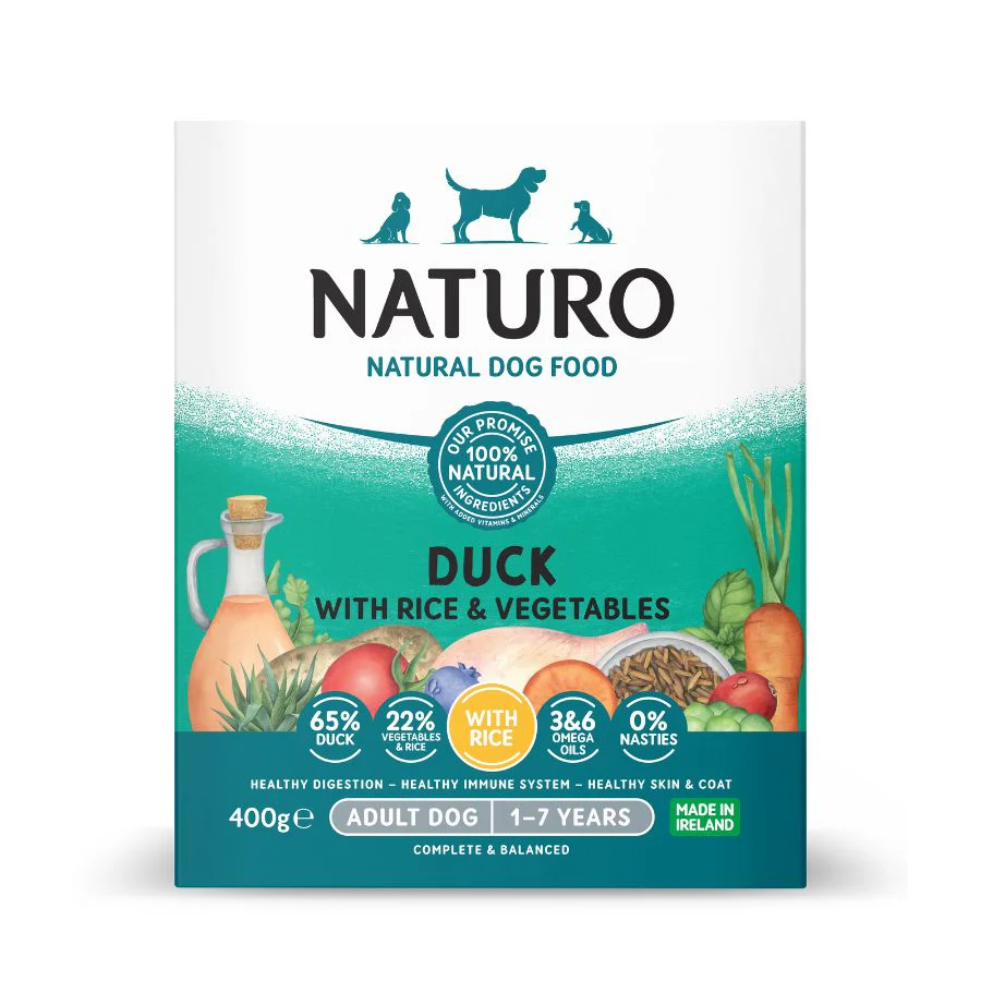Naturo Comida Humeda Perro Pato Arroz Y Veg 400g X 7 Tarrinas