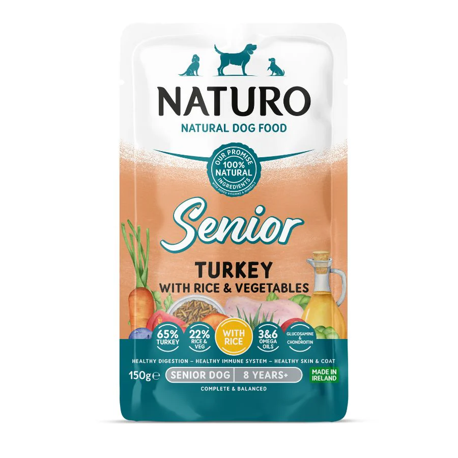 Naturo Comida Humeda Perro Senior Naturo Razas Mini De Pavo Y Arrroz 150g X 8 Sobres
