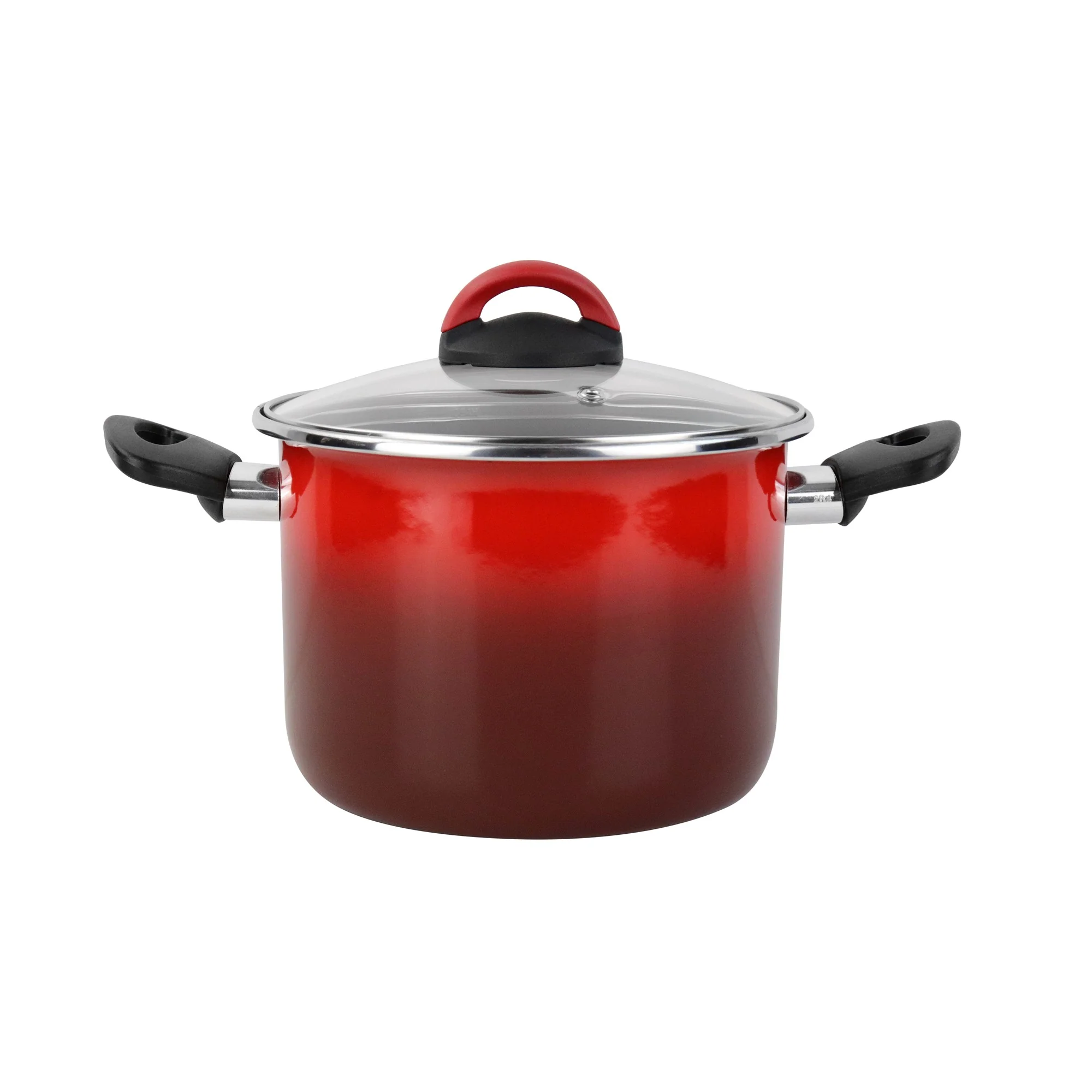 Olla Alta 'sr' Ø20cm Con Tapa Vidrio Rojo Magefesa