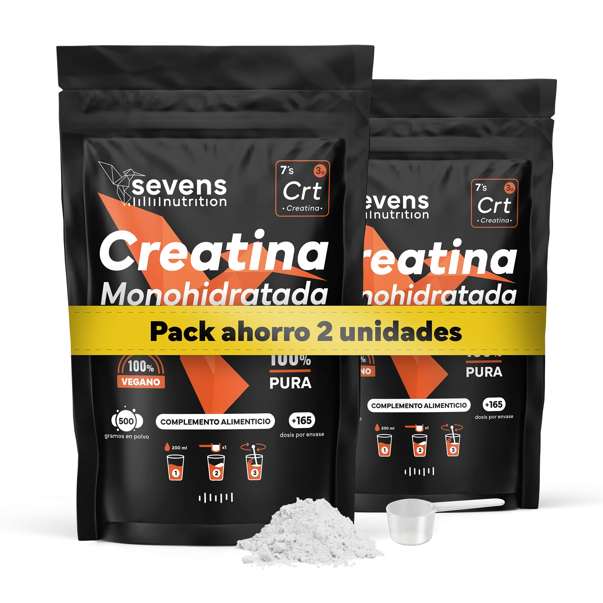 Pack 2x Creatina Monohidratada Sevens Nutrition. Más Fuerza, Energía Y Resistencia.