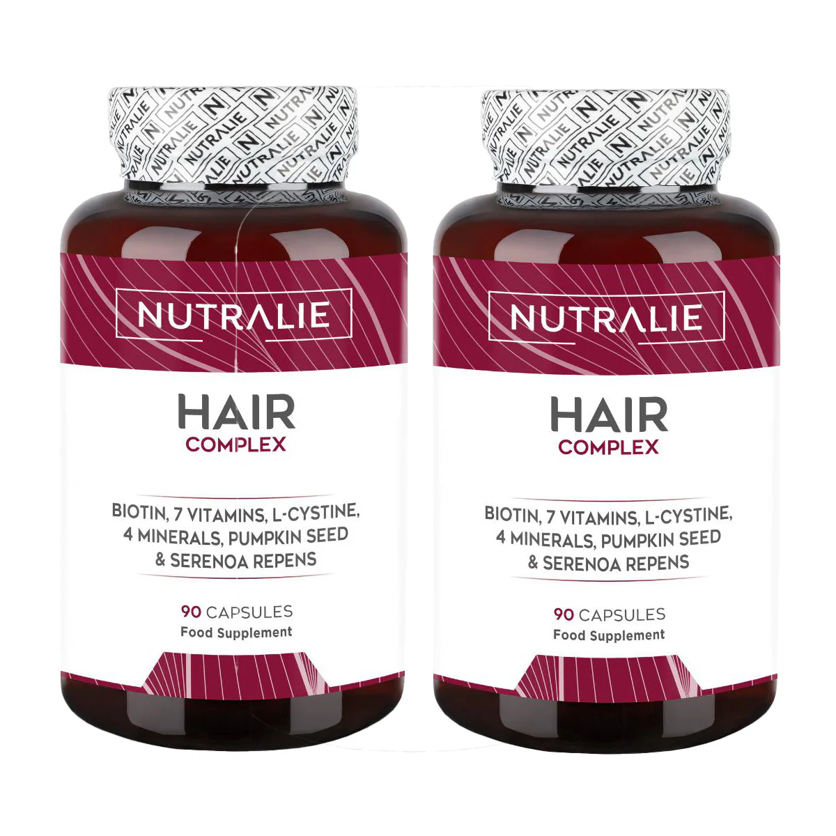 Pack 2x Nutralie Hair Complex + Biotina y Zinc Vitaminas Cabello 90 cápsulas