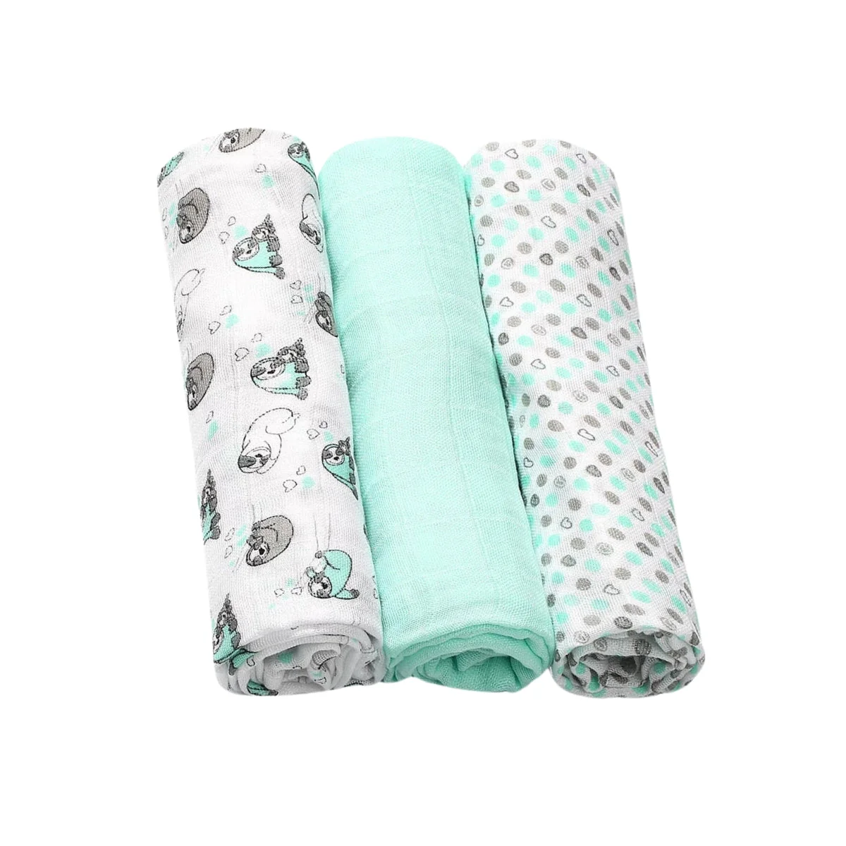 Pack 3 Muselinas Bambú Organico 70x70 Cm Mint