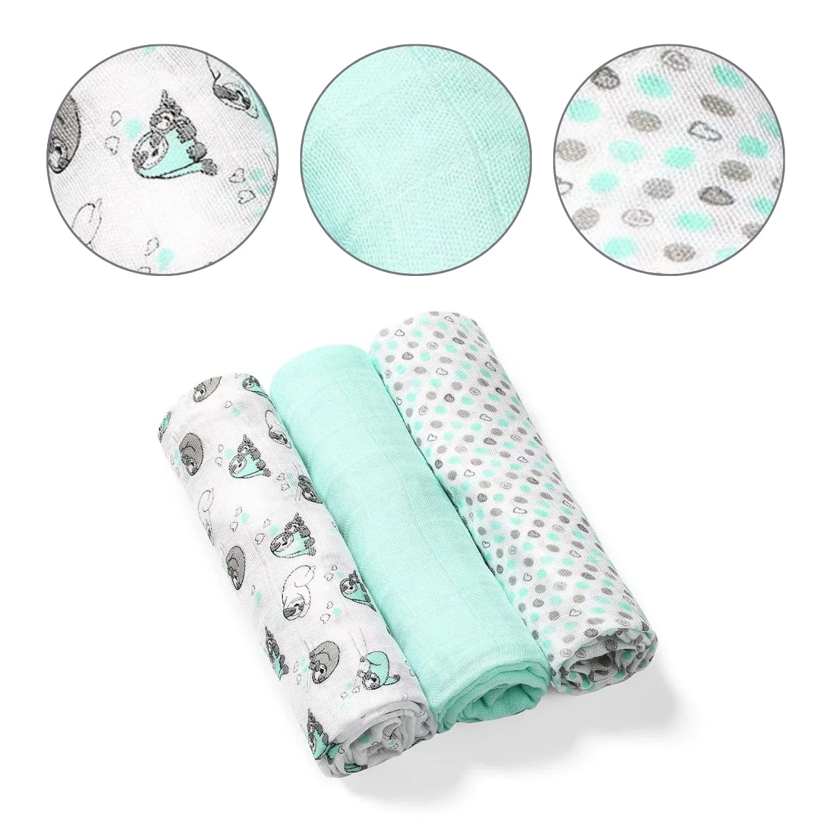 Pack 3 Muselinas Bambú Organico 70x70 Cm Mint - Image 4