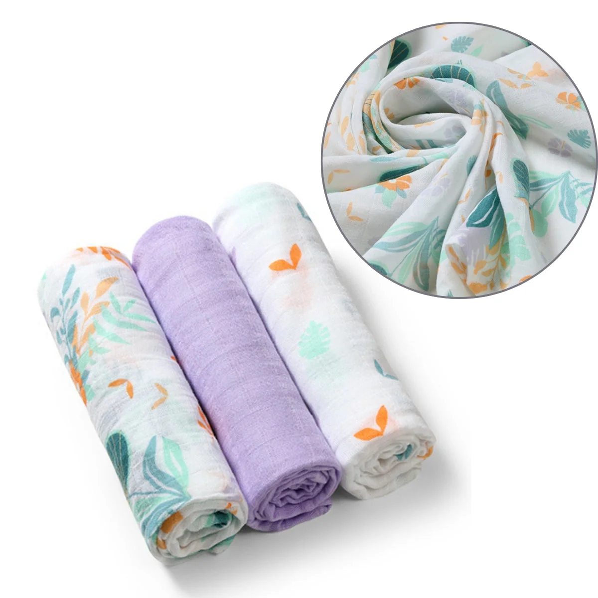 Pack 3 Muselinas Bambú Organico 70x70 Cm Violet - Image 2