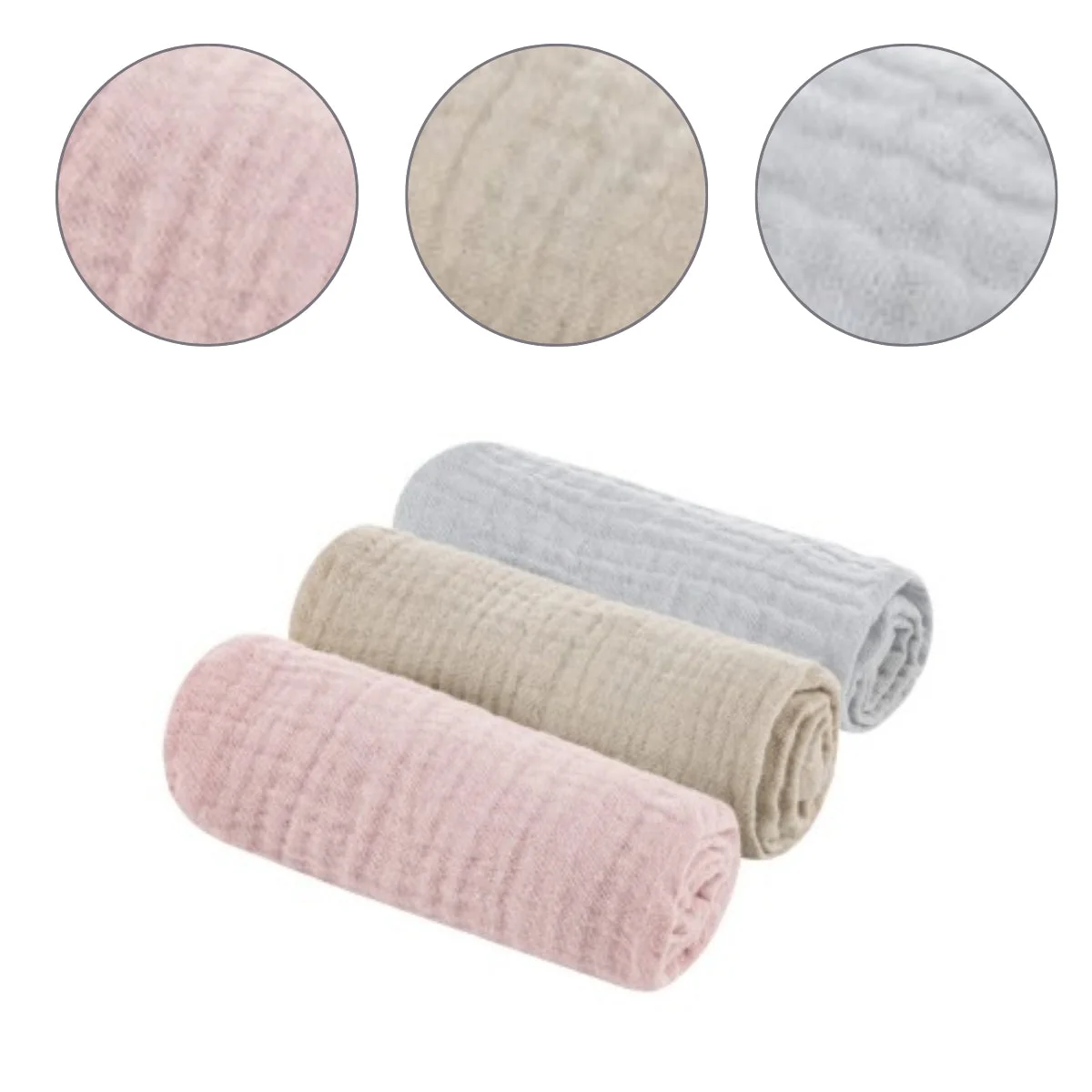 Pack 3 Muselinas De Algodón 30x30 Cm Grey-sand-rose - Image 2