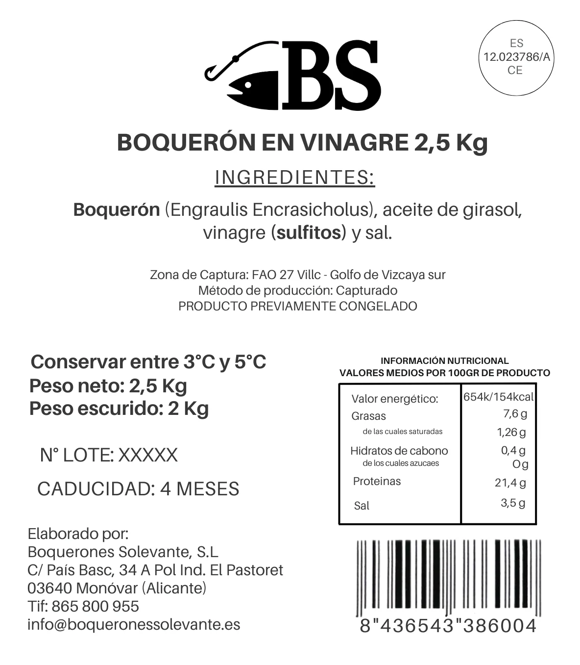 Pack Ahorro 2 X Boquerón En Vinagre Del Mar Cantábrico 2,5kg - Image 2