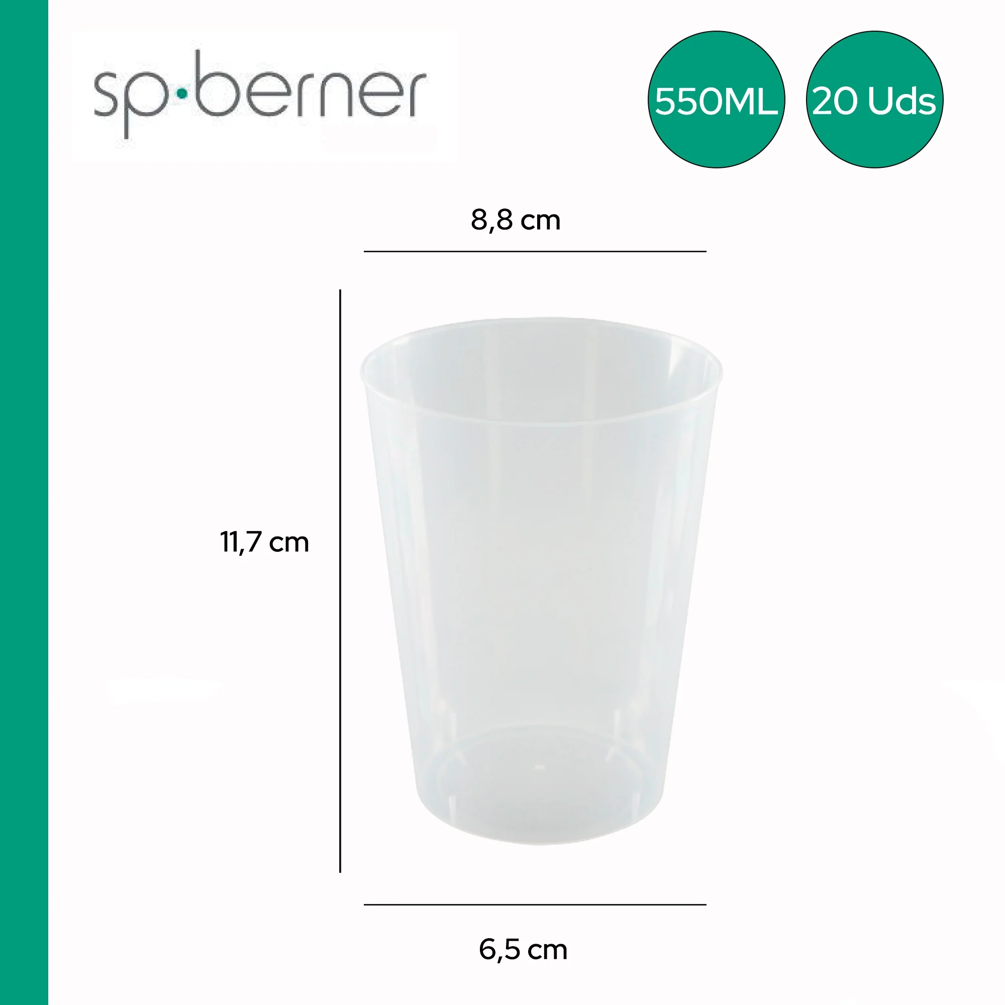 Pack De 20 Vasos Grande Reutilizable 550ml - Image 2