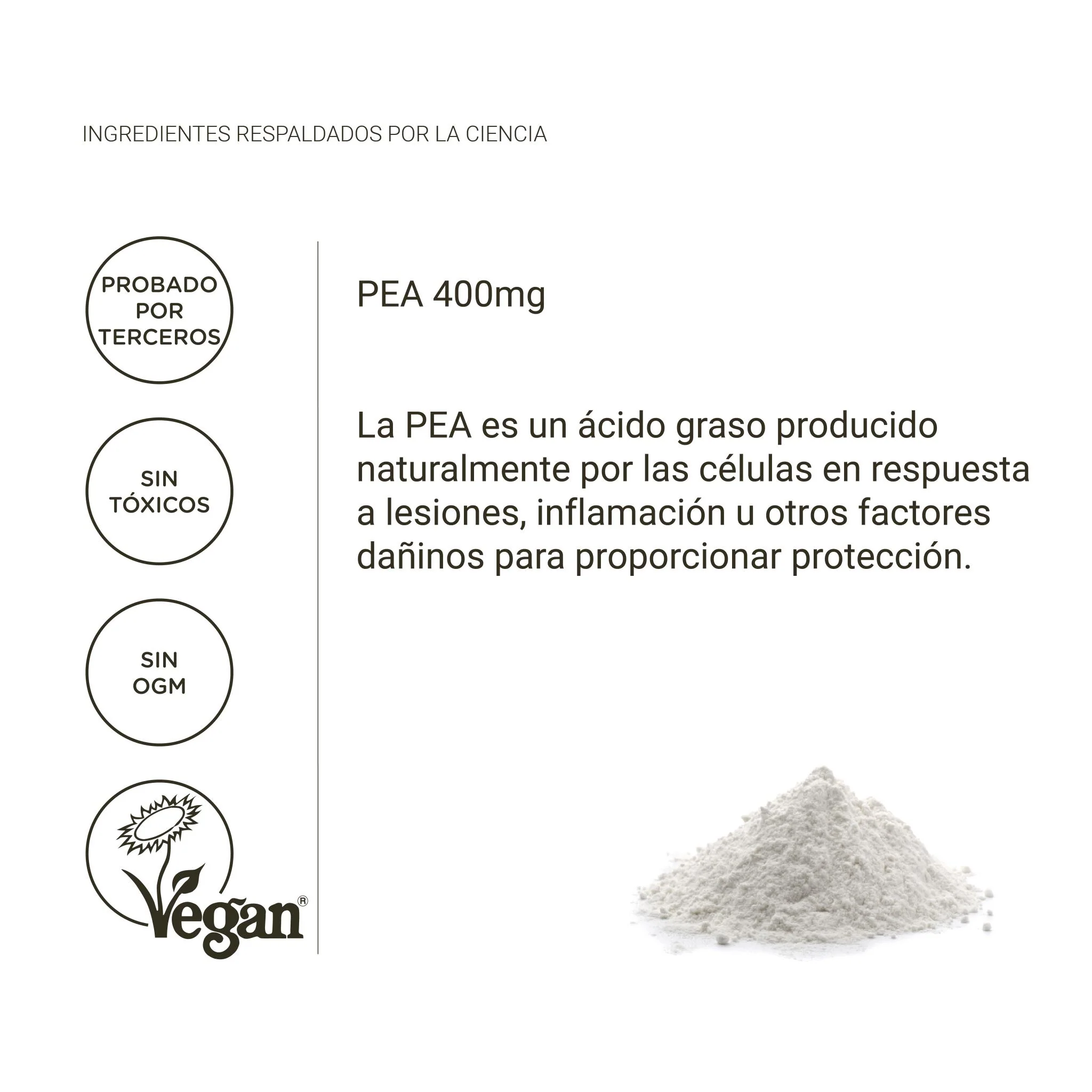 Pea palmitoiletanolamida 400mg – antiinflamatorio natural, dolor crónico y apoyo nervioso (90 cápsulas) - Image 3