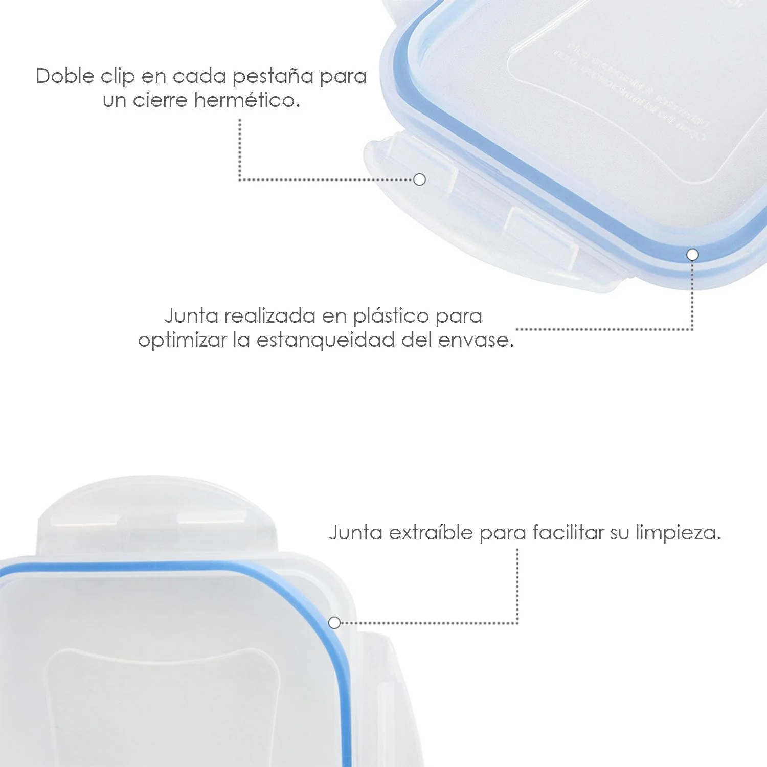 Recipiente Hermetico Plastico Cuadrado 400 Ml.  11x11x6 (alt.) Cm. - Image 4