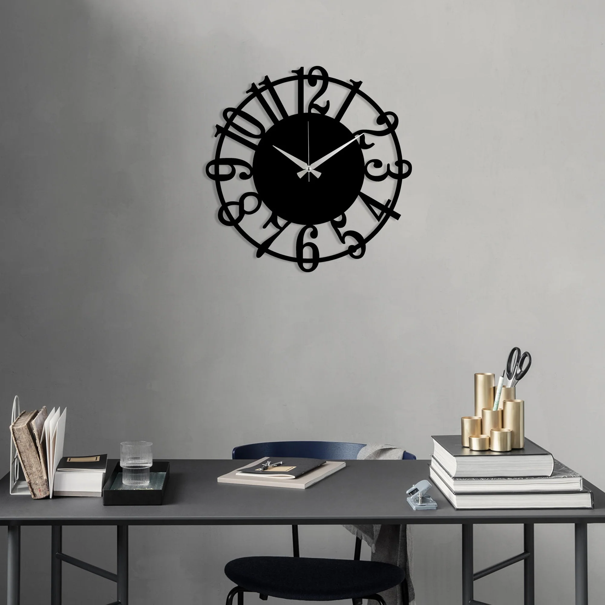 Reloj De Pared Circular Metal Estilo Números - Image 3
