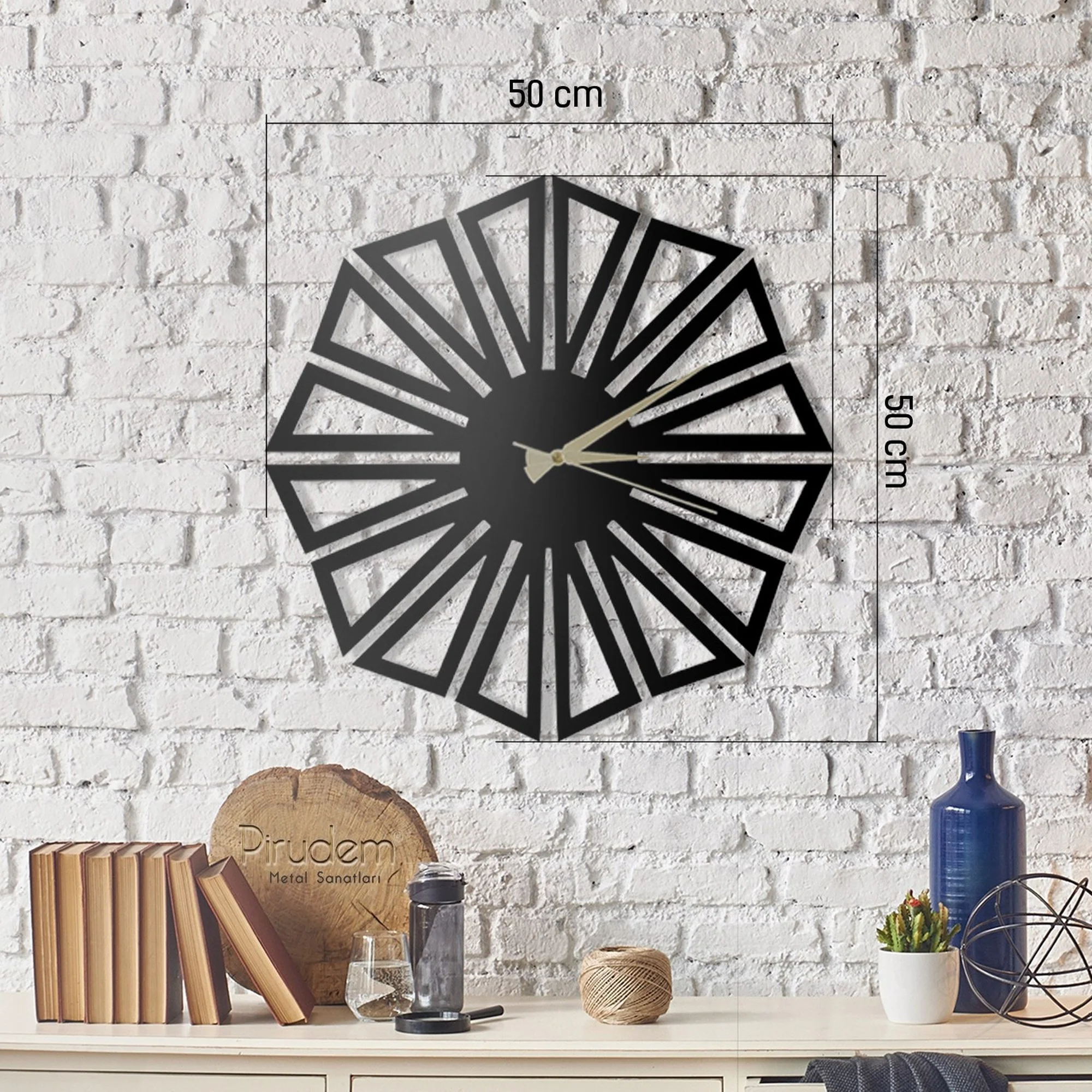 Reloj De Pared Metal Estilo Triángulos - Image 2