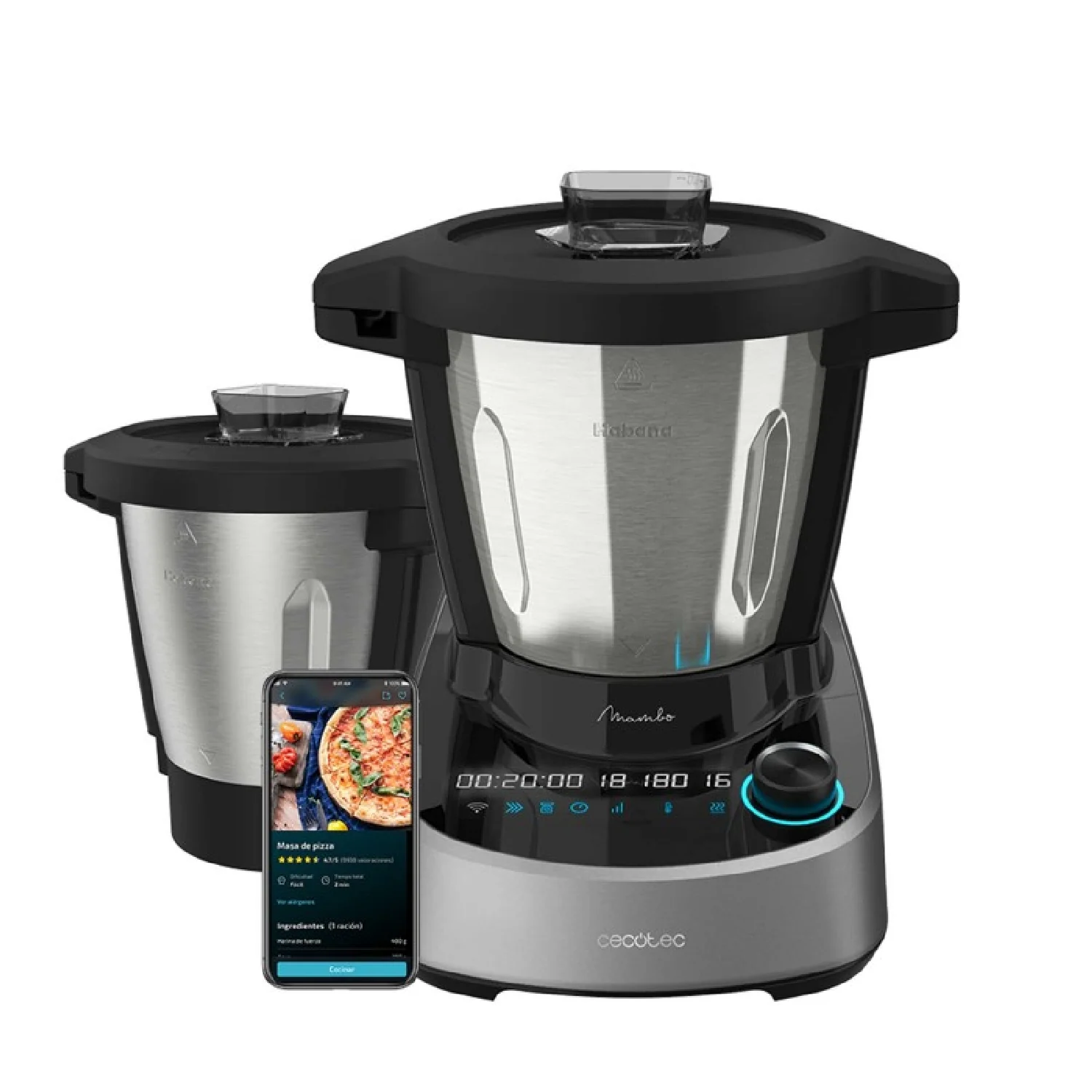 Robot De Cocina Multifunción Mambo 11090 Habana. 1600 W, 37 Funciones, App, Báscula, Jarra Antiadherente Habana Y Jarra De 3,3 Litros De Acero Inox,