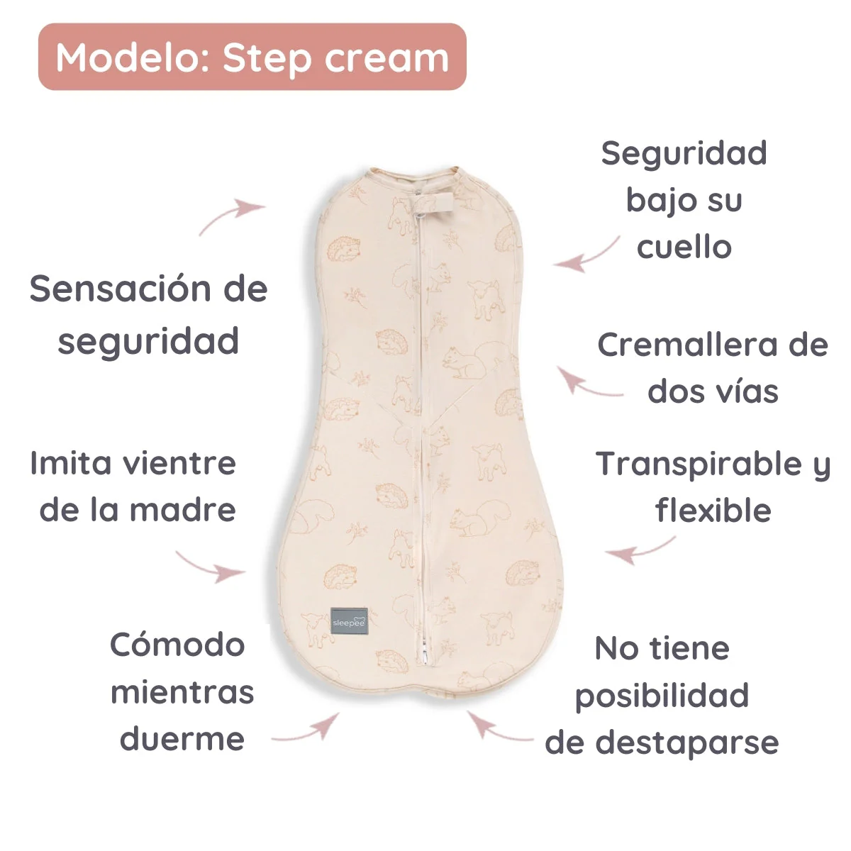 Saco De Dormir Bebé Envolvente First Step Cream - Image 3
