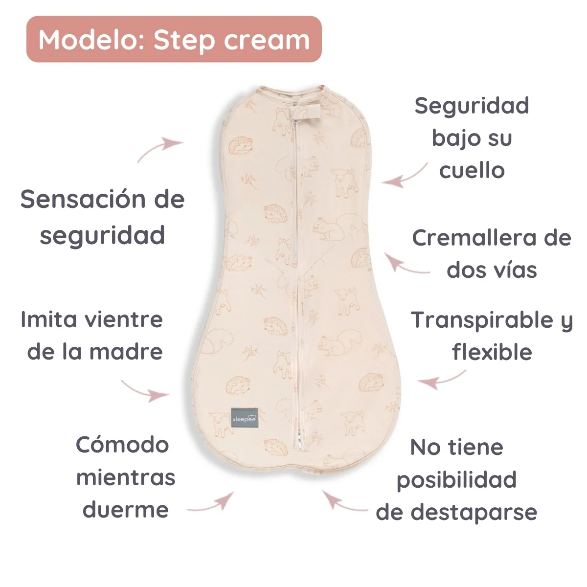 Saco De Dormir Bebé Envolvente Second Step Cream - Image 3