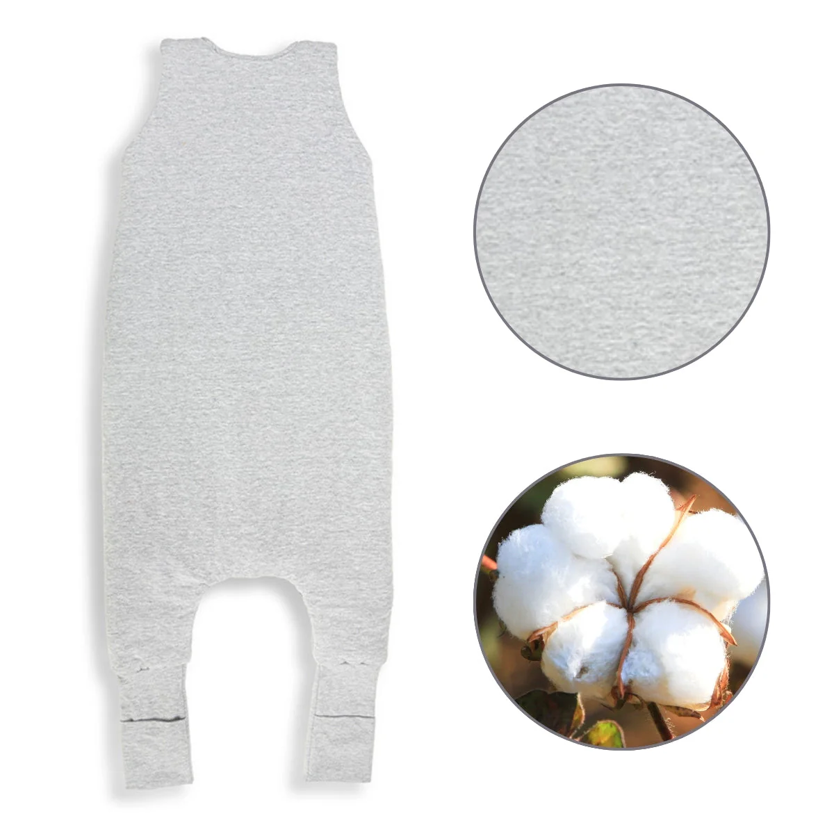 Saco De Dormir Con Pies Reversible T-m Jersey Algodón Melange Light-dark Grey - Image 2
