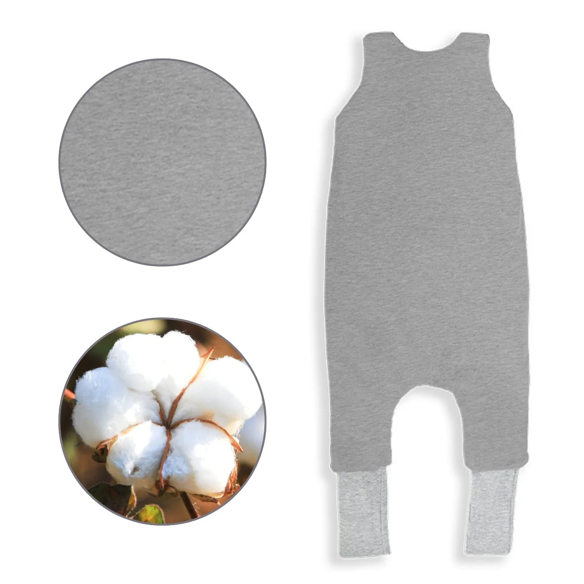 Saco De Dormir Con Pies Reversible T-s Jersey Algodón Melange Light-dark Grey - Image 3