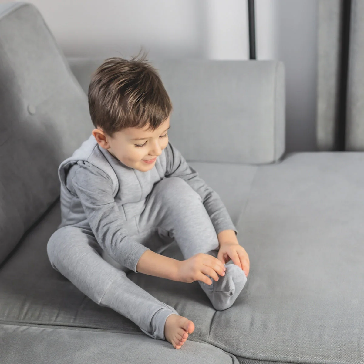 Saco De Dormir Con Pies Reversible T-s Jersey Algodón Melange Light-dark Grey - Image 5