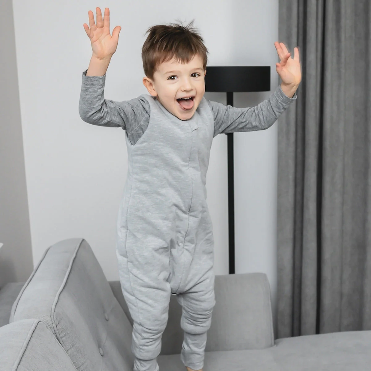 Saco De Dormir Con Pies Reversible T-s Jersey Algodón Melange Light-dark Grey - Image 6