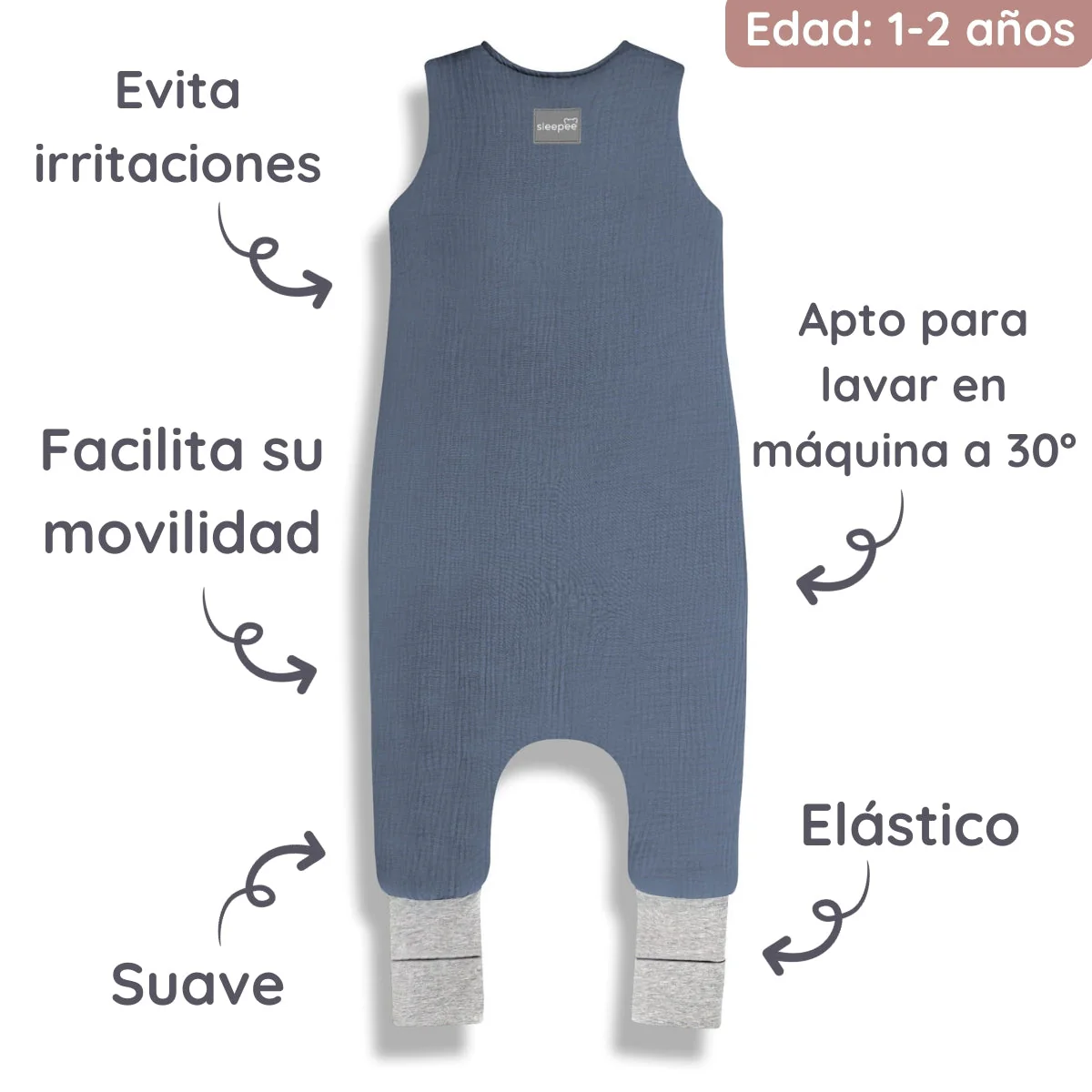 Sacos De Dormir Con Piernas T-m Muselina Algodón Petrol - Image 5