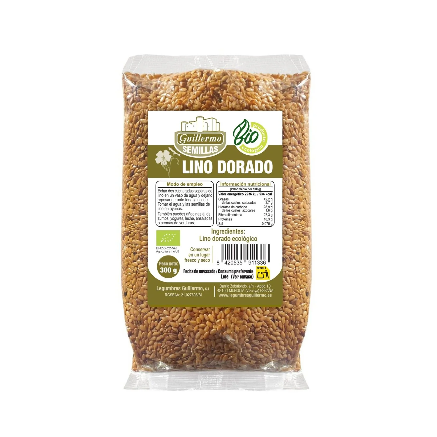 Semillas De Lino Dorado Bio - 300 G