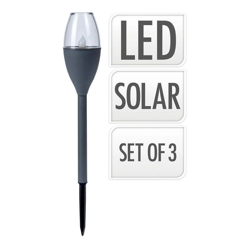 Set 3 Lamparas Solares Color Gris
