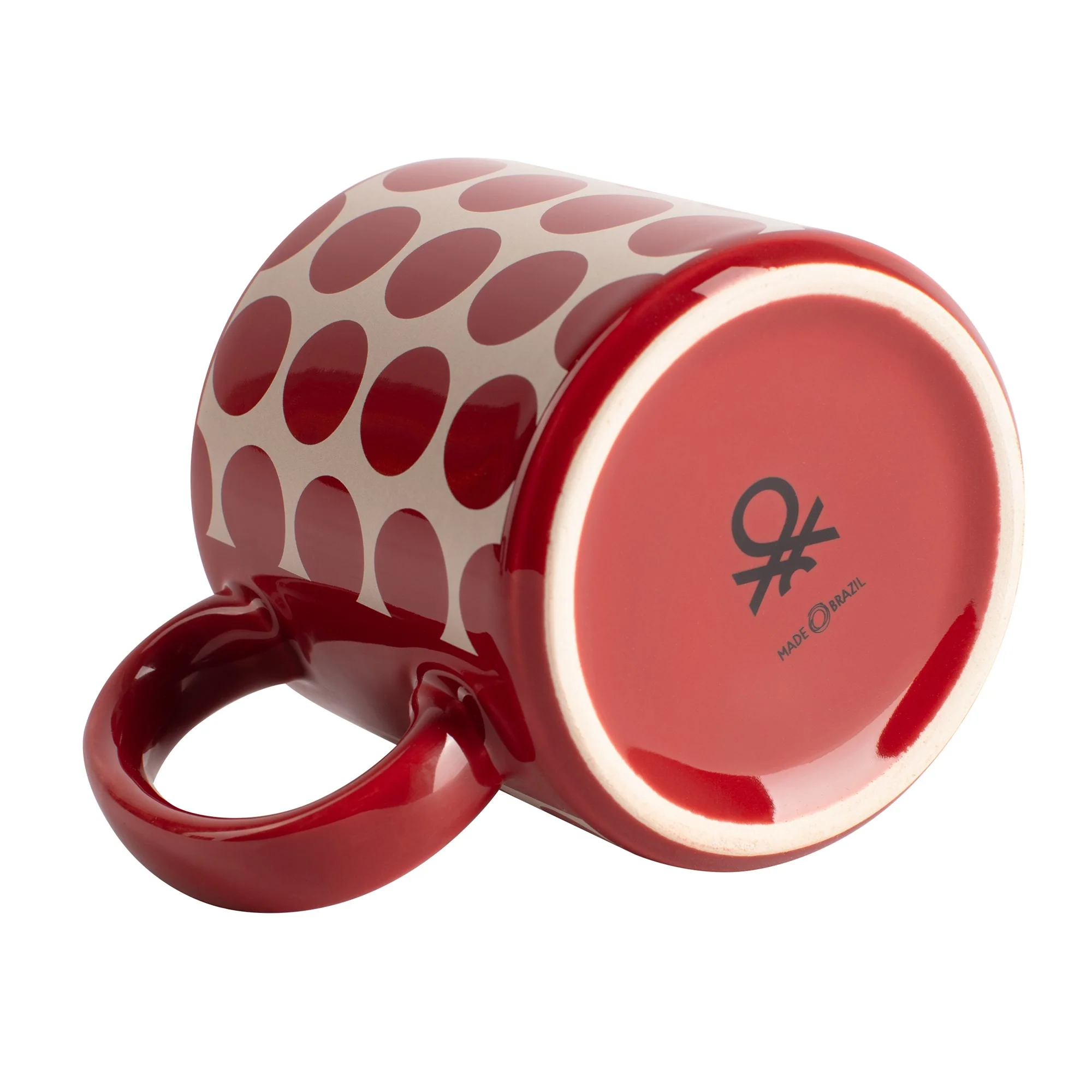 Set 4 Pzs Tazas Gres 360ml Puntos Rojos Topos Rojos Benetton - Image 4