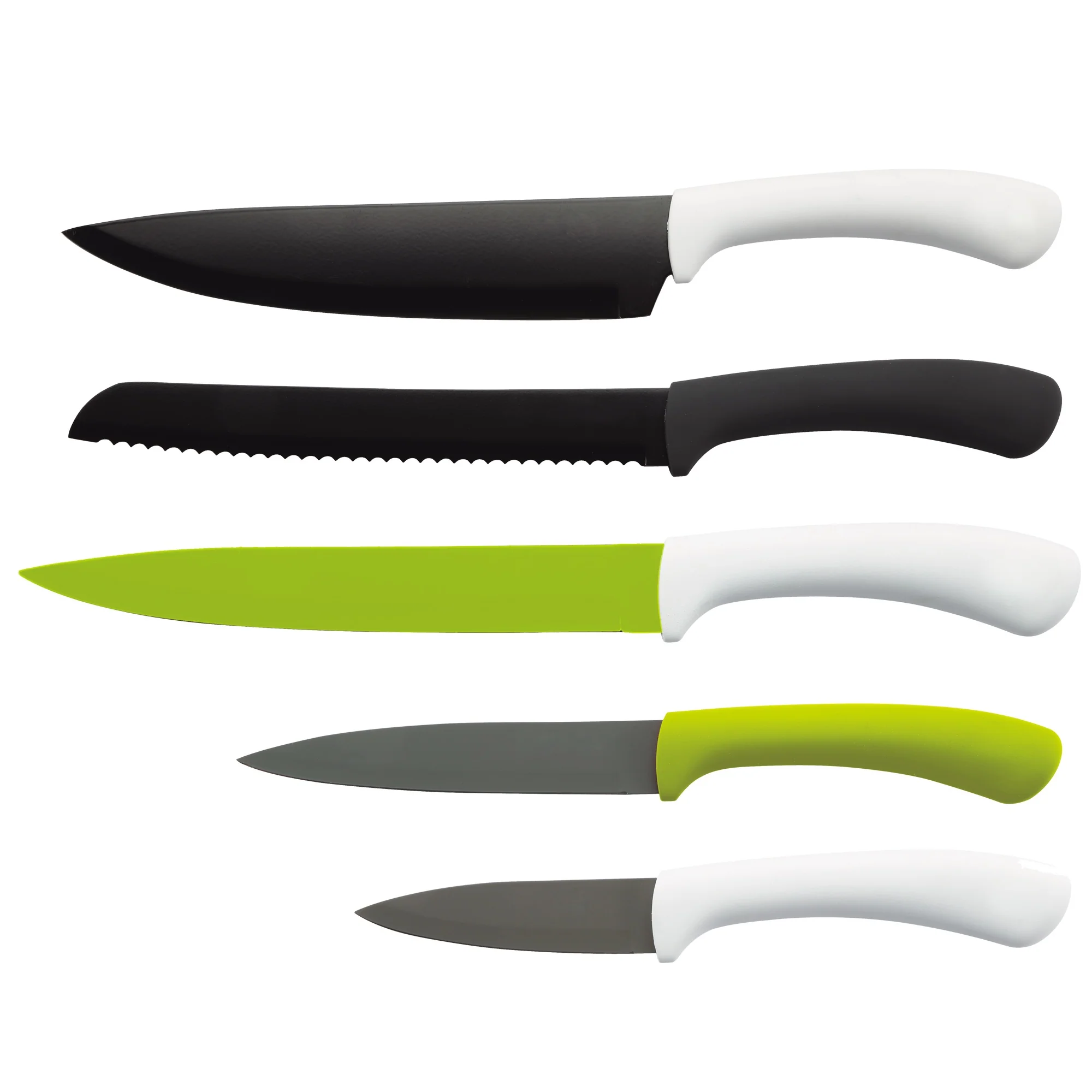 Set 5pcs Cuchillos, Acero Inoxidable, Green