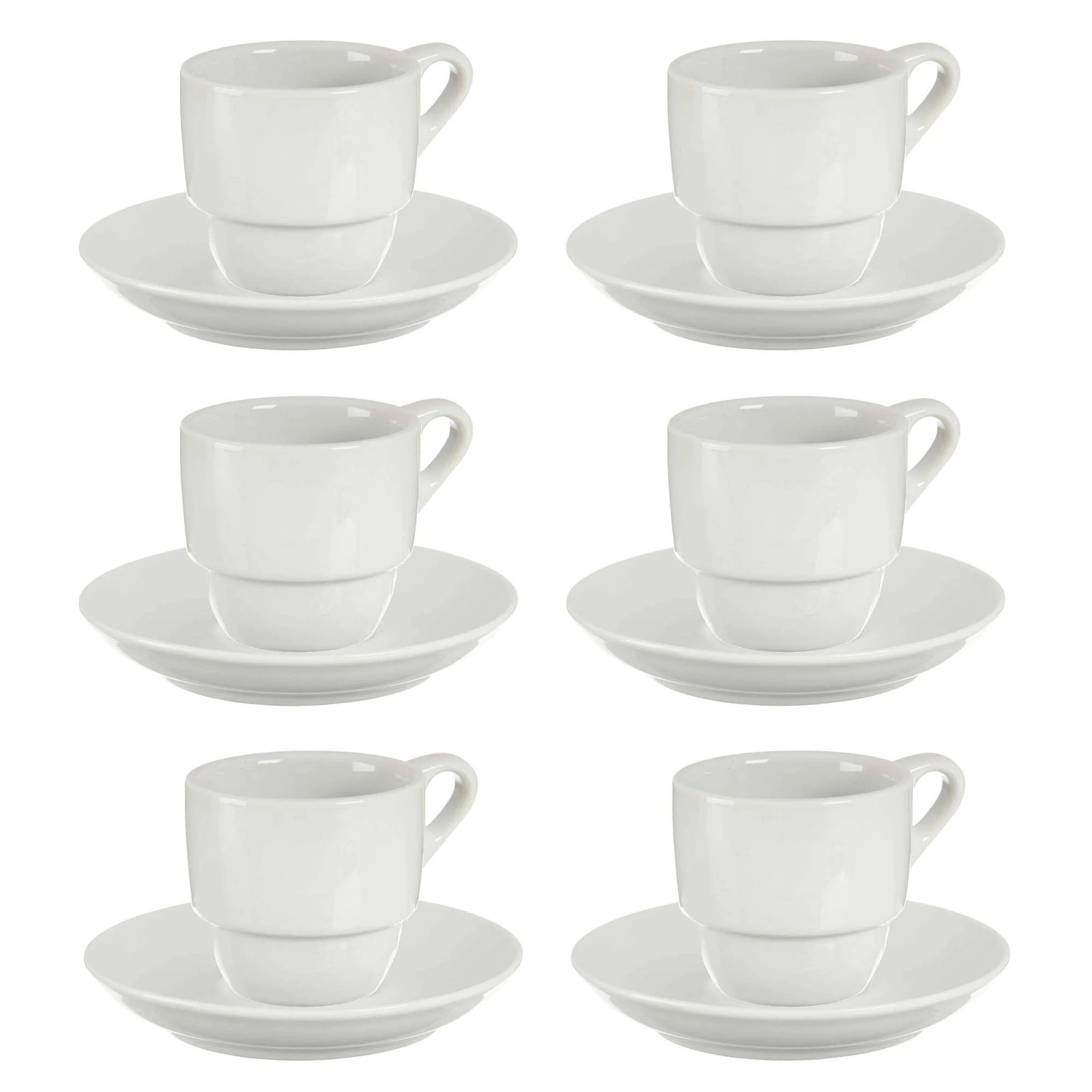 Set 6 Tazas Cafe Porcelana Blanca Con Pl Colección Vessia
