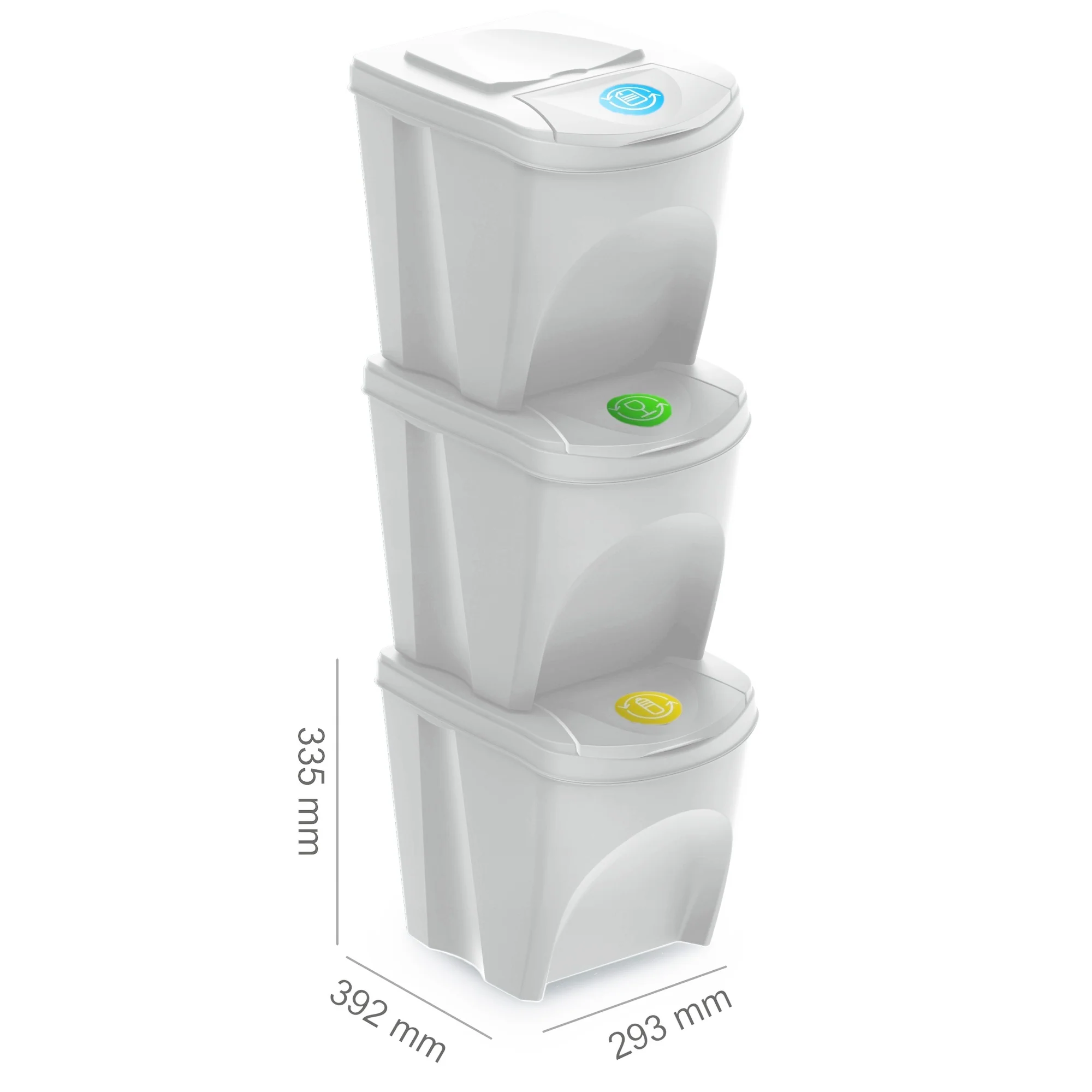 Set De 3 Cubos De Basura Keden Sortibox Papelera Reciclaje, Blanco Roto, Volumen 3x25l - Image 3