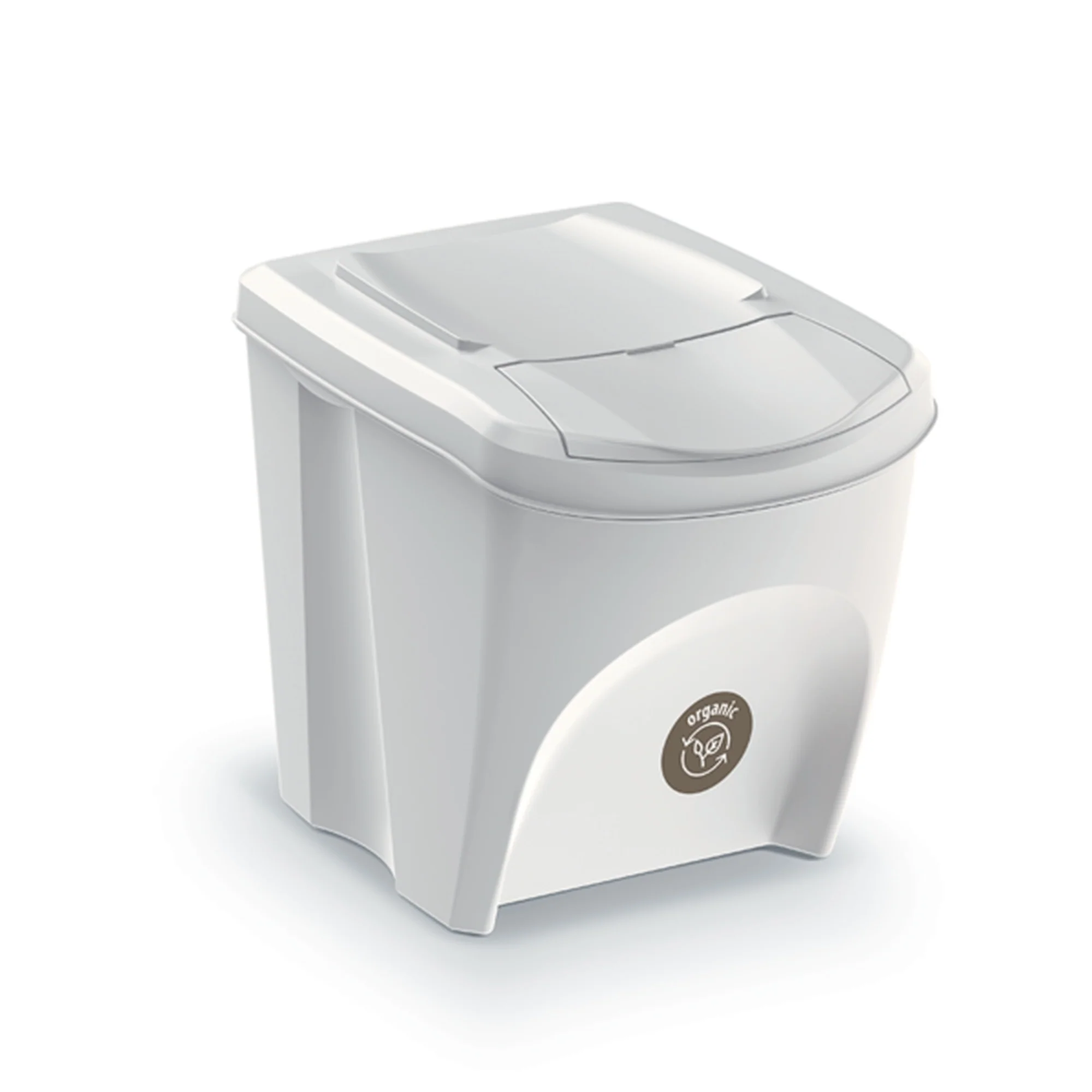 Set De 3 Cubos De Basura Keden Sortibox Papelera Reciclaje, Blanco Roto, Volumen 3x25l - Image 4