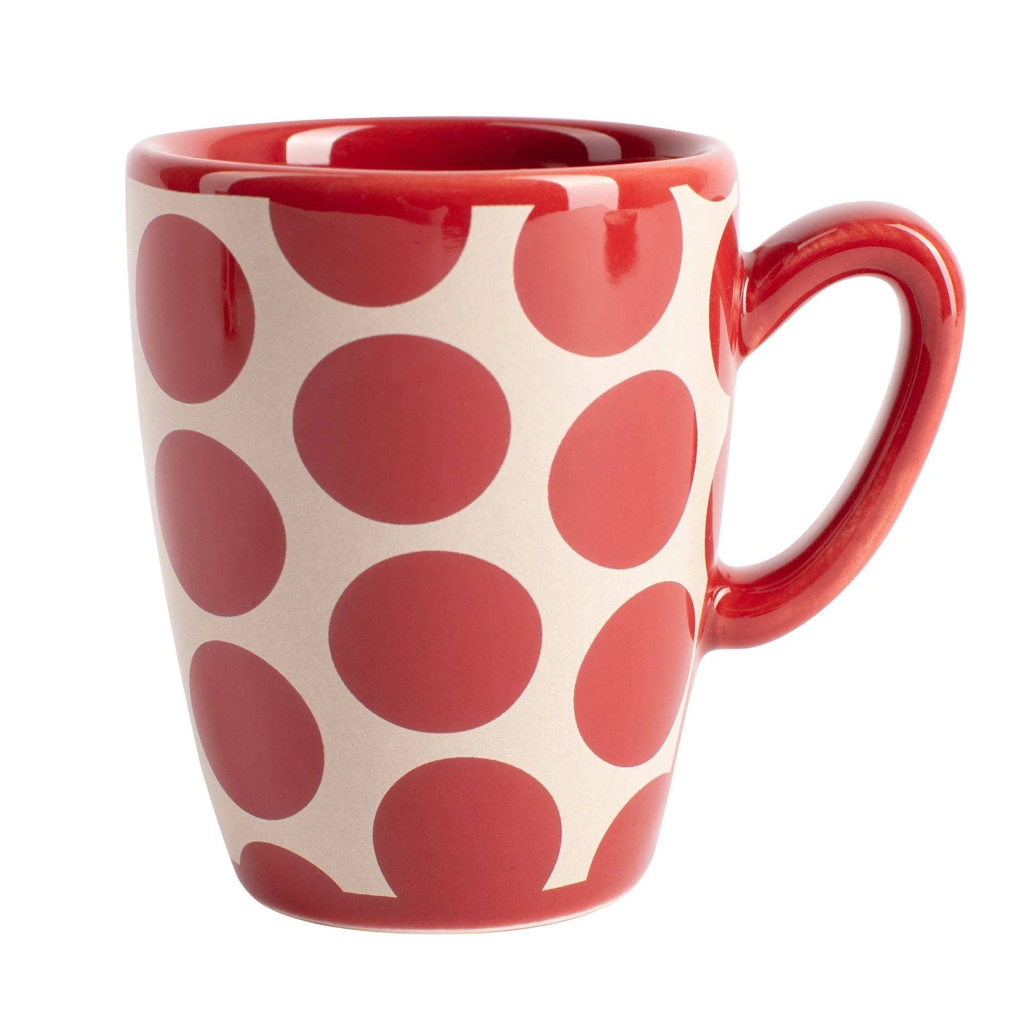 Set De 4pc Café (2 Tazas De 75ml + 2 Platos De Color Solido) Stoneware De Topos Rojos - Image 6