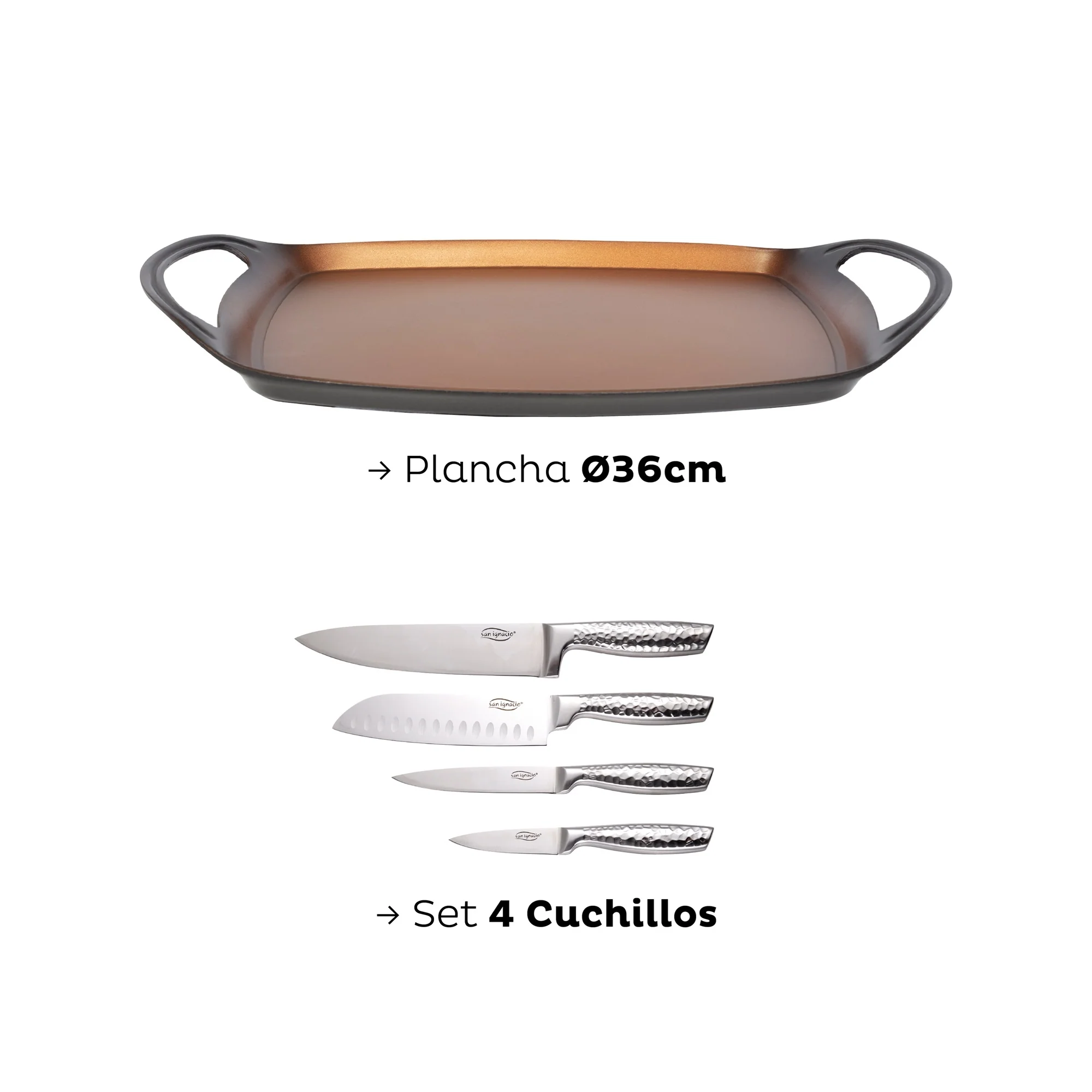 Set Plancha 36cm Y Cuchillos De Cocina San Ignacio - Image 2