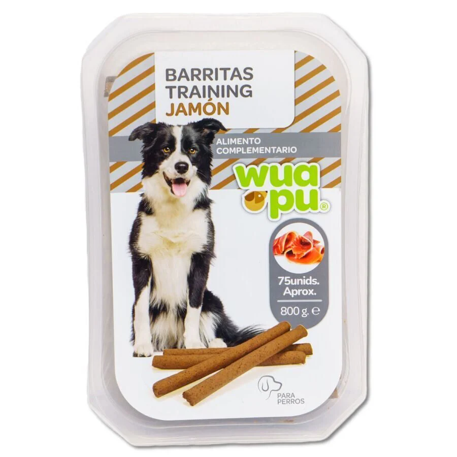 Snack Barritas Húmedas Ricas En Jamón Wuapu Training Jamon, Caja 800gr (75u Aprox)
