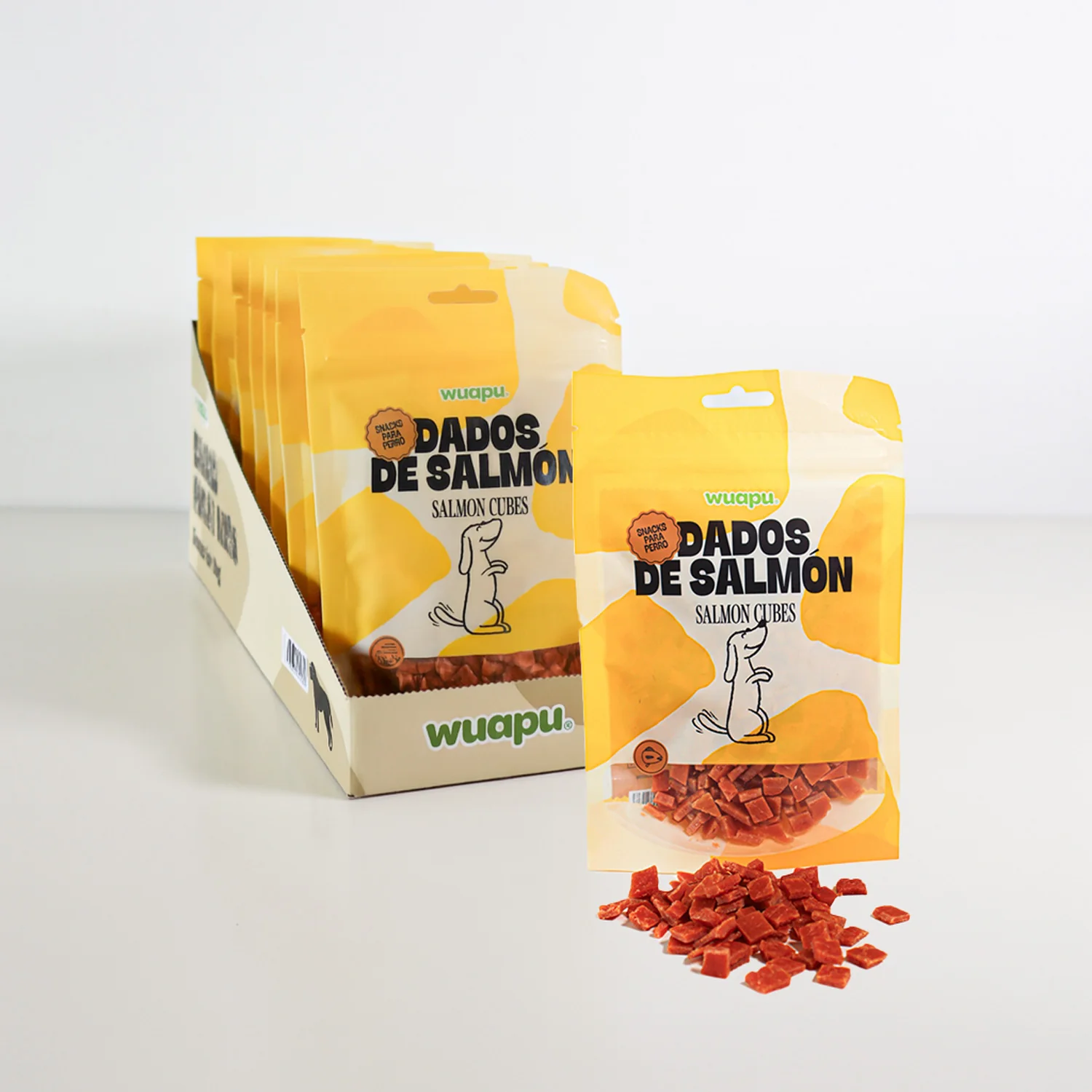 Snack Natural Para Perro 60% Samon En Dados 12 Paq X(100gr) Wuapu