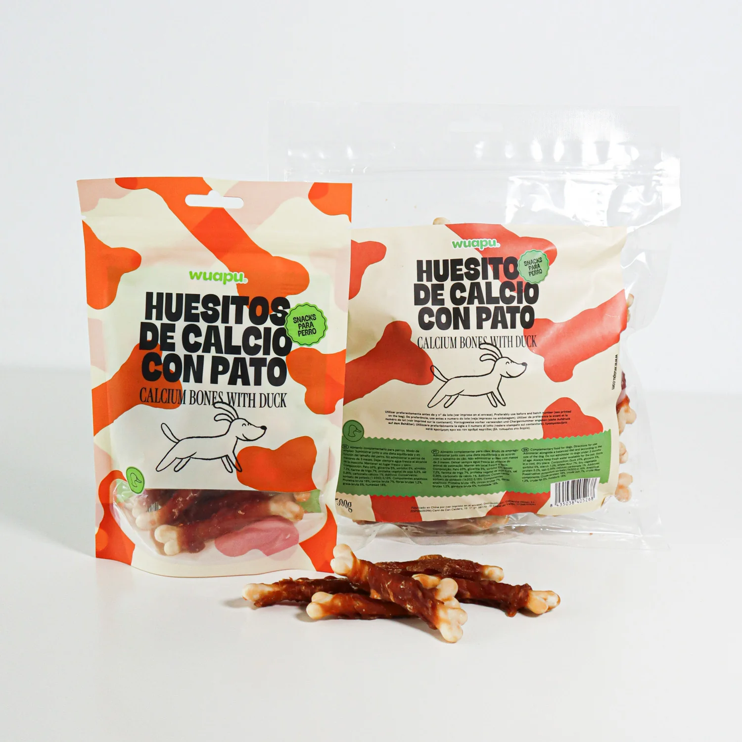 Snack Natural Para Perro Huesitos De Calcio Con Pato Wuapu 12x100gr