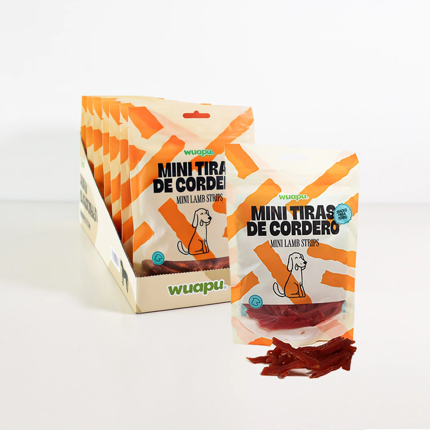 Snack Natural Para Perro Mini Tiras De Cordero 12 Paq X (100gr) Wuapu