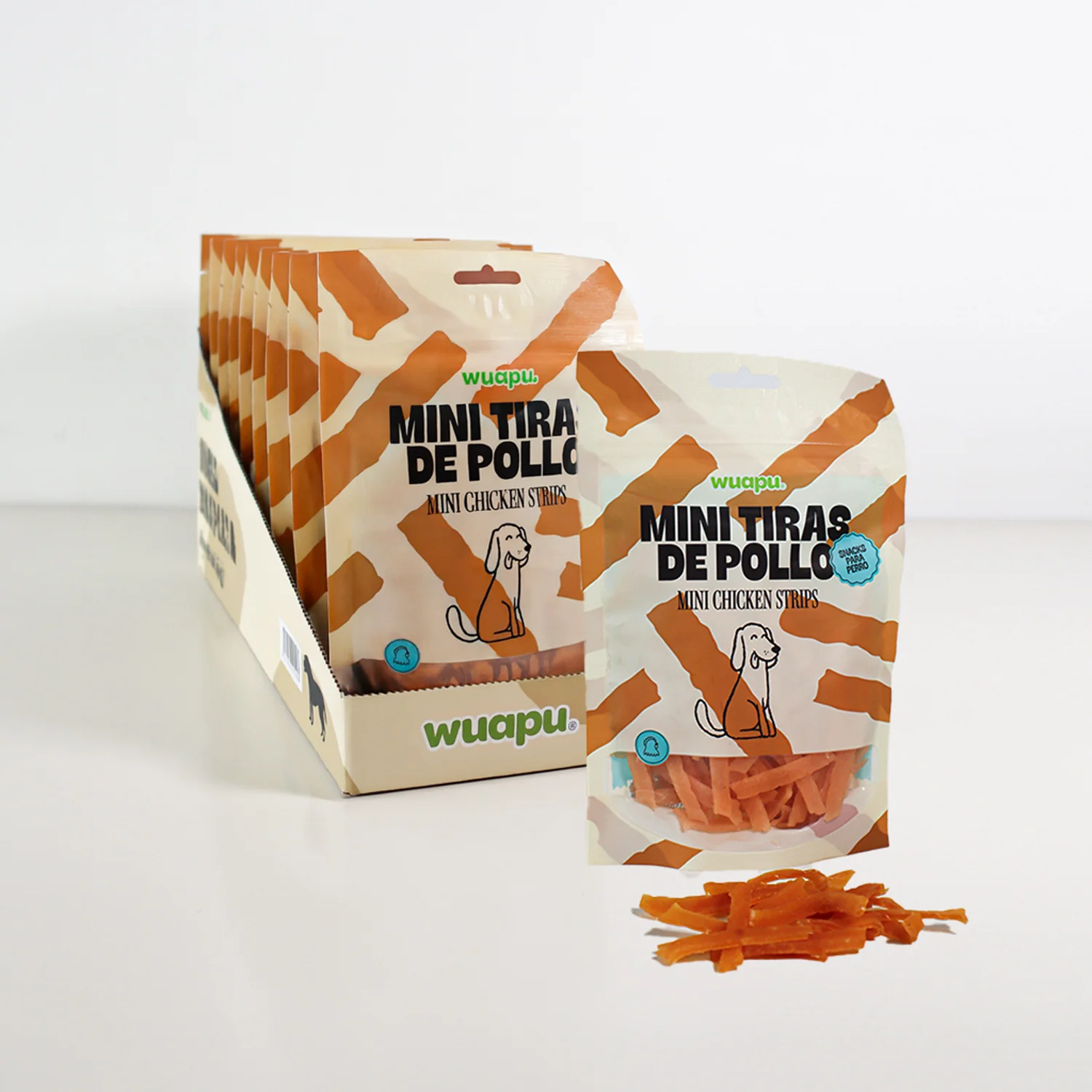 Snack Natural Para Perro Mini Tiras De Pollo 12 Paq X (100gr) Wuapu