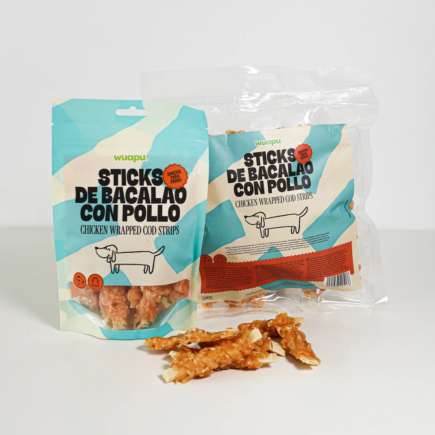 Snack Para Perro En Stick De Bacalao Con Pollo Desecado Wuapu 500gr