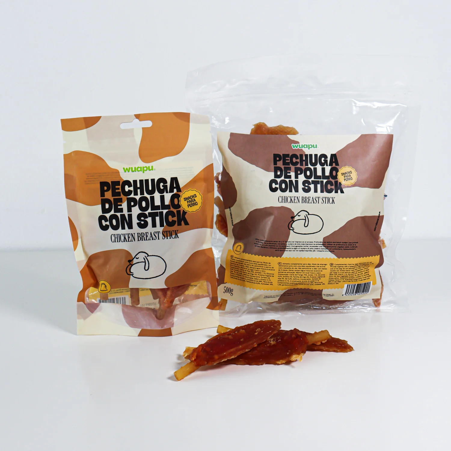 Snack Para Perro En Stick Sabor Queso Con Pollo Desecado Wuapu 12x100gr
