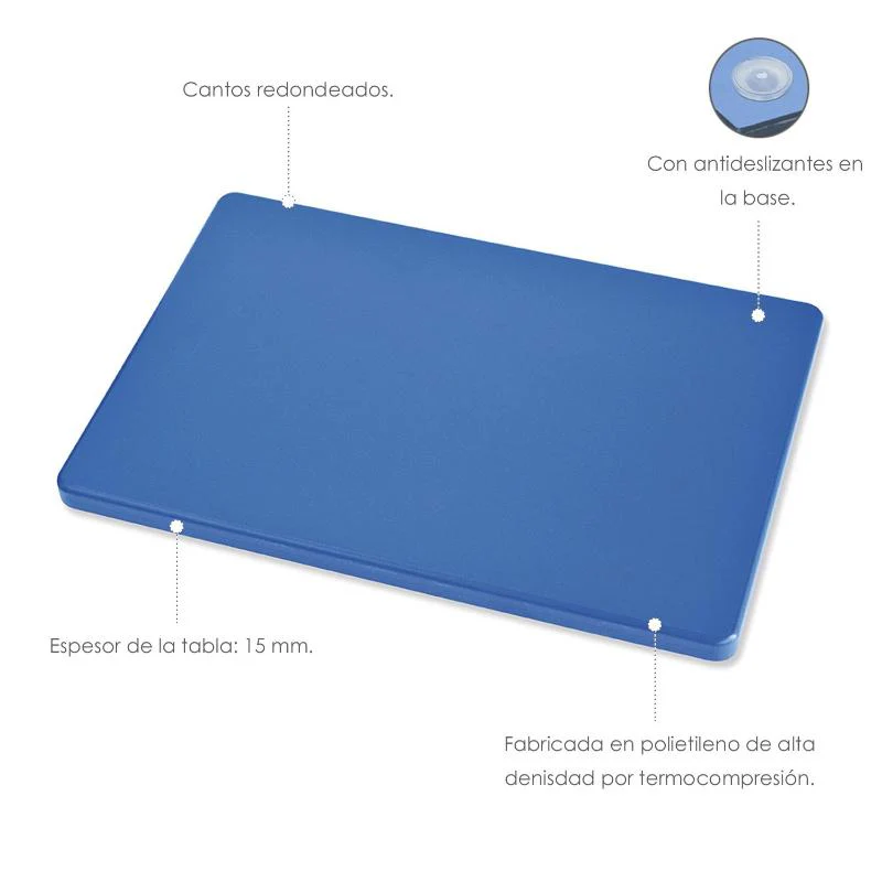 Tabla Cortar Polietileno 35x25x1,5 Cm.  Color Azul - Image 3
