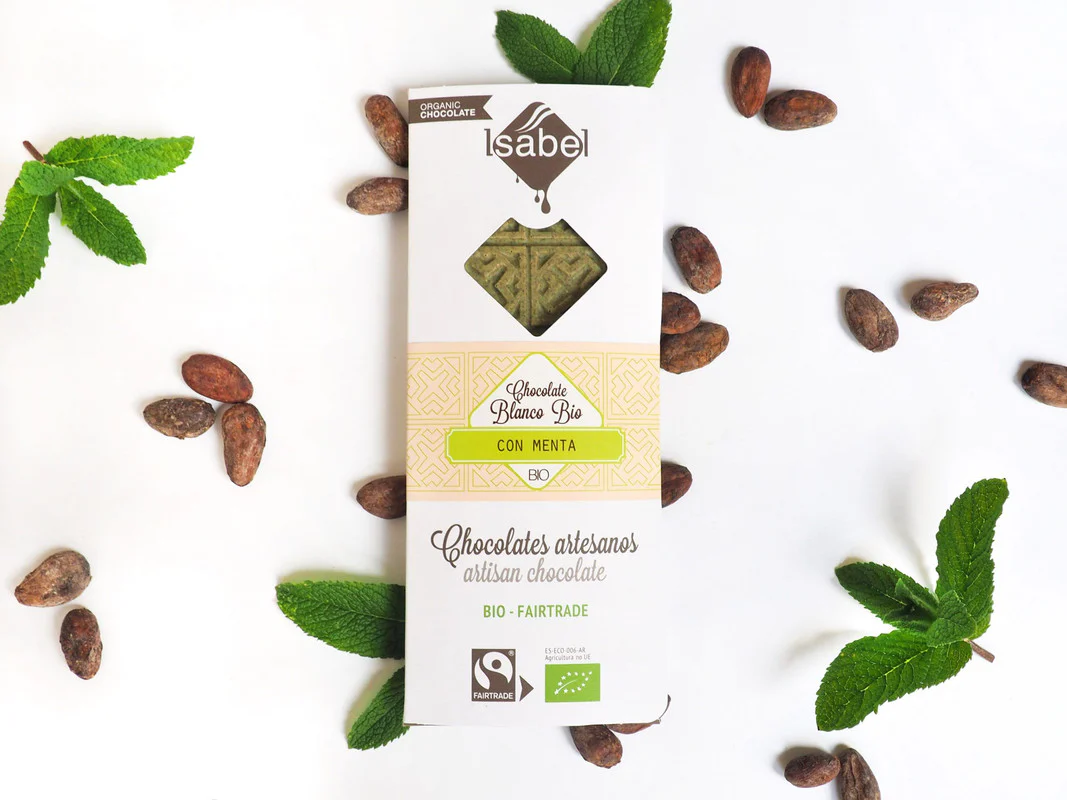 Tableta Bio chocolate blanco con menta