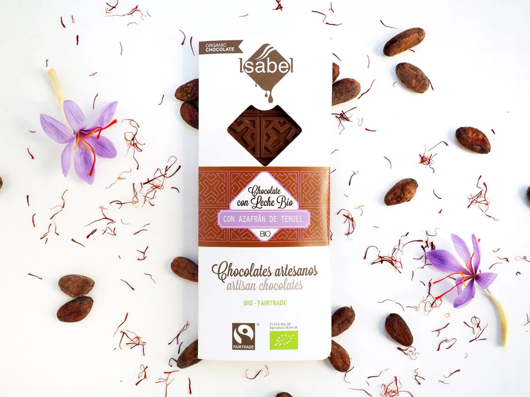 Tableta Bio Chocolate De Leche Y Azafrán De Teruel.