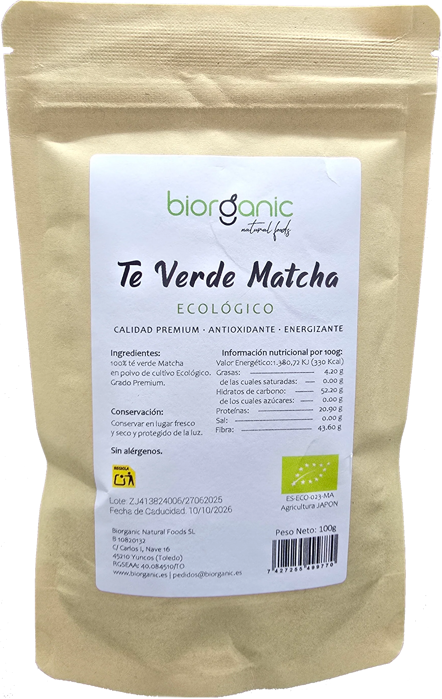 Té Verde Matcha En Polvo Bio – Grado Premium, 100g